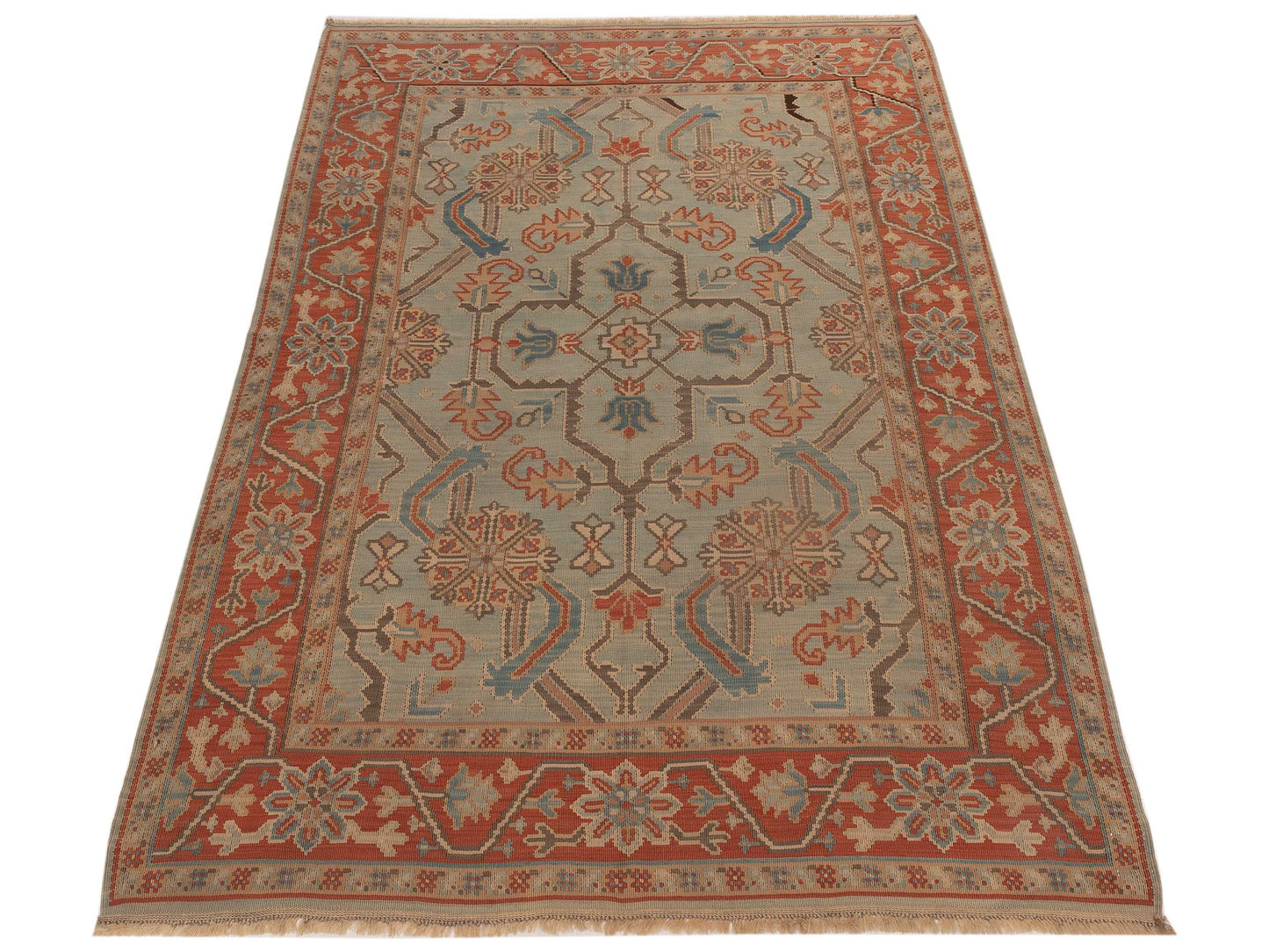 Transilvanian Kilim 70055 Silver Red 5.7x8.1 Hand Woven Rug