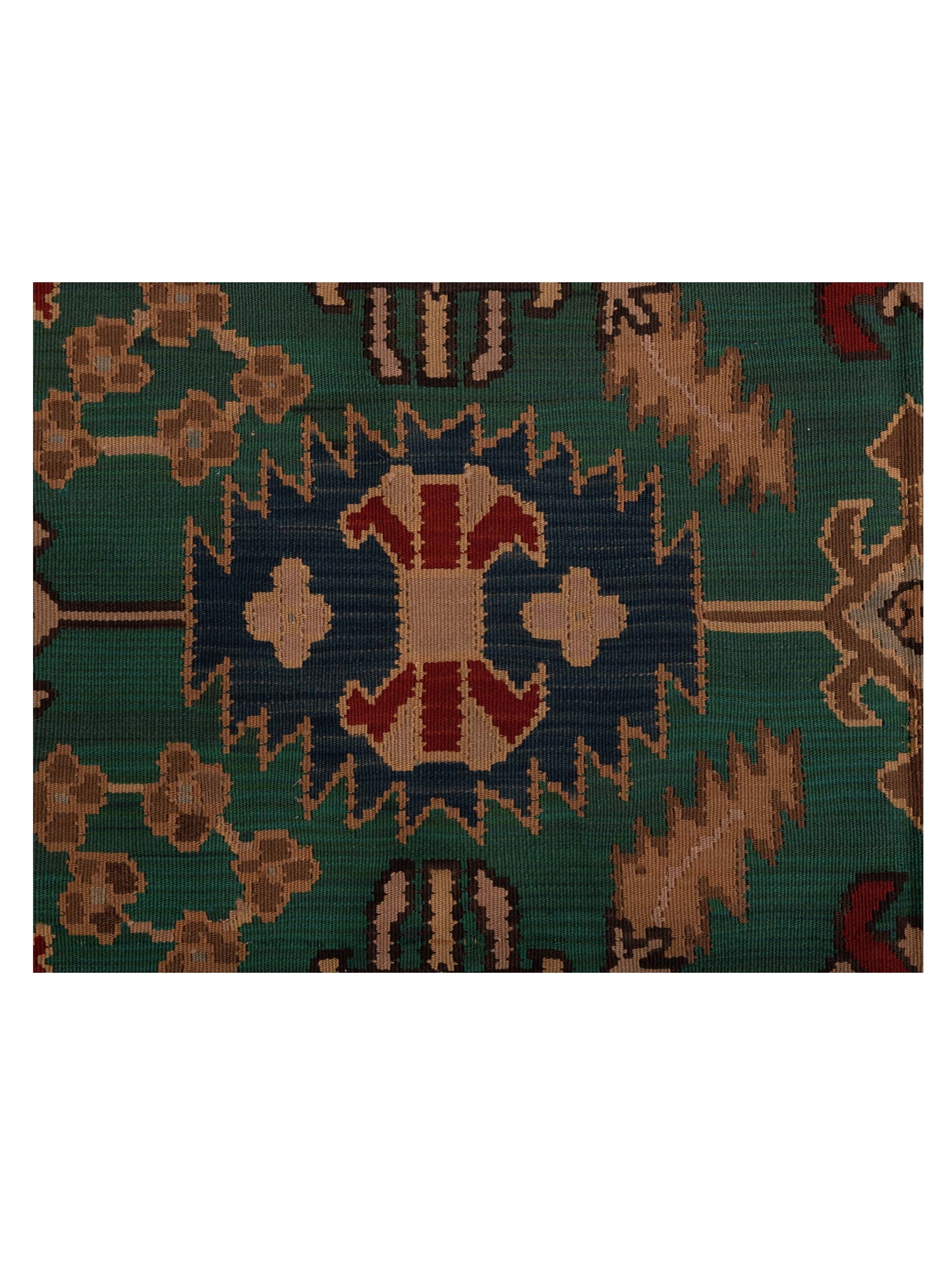 Transilvanian Kilim 70065 Green Red 7.1x10.4 Hand Woven Rug