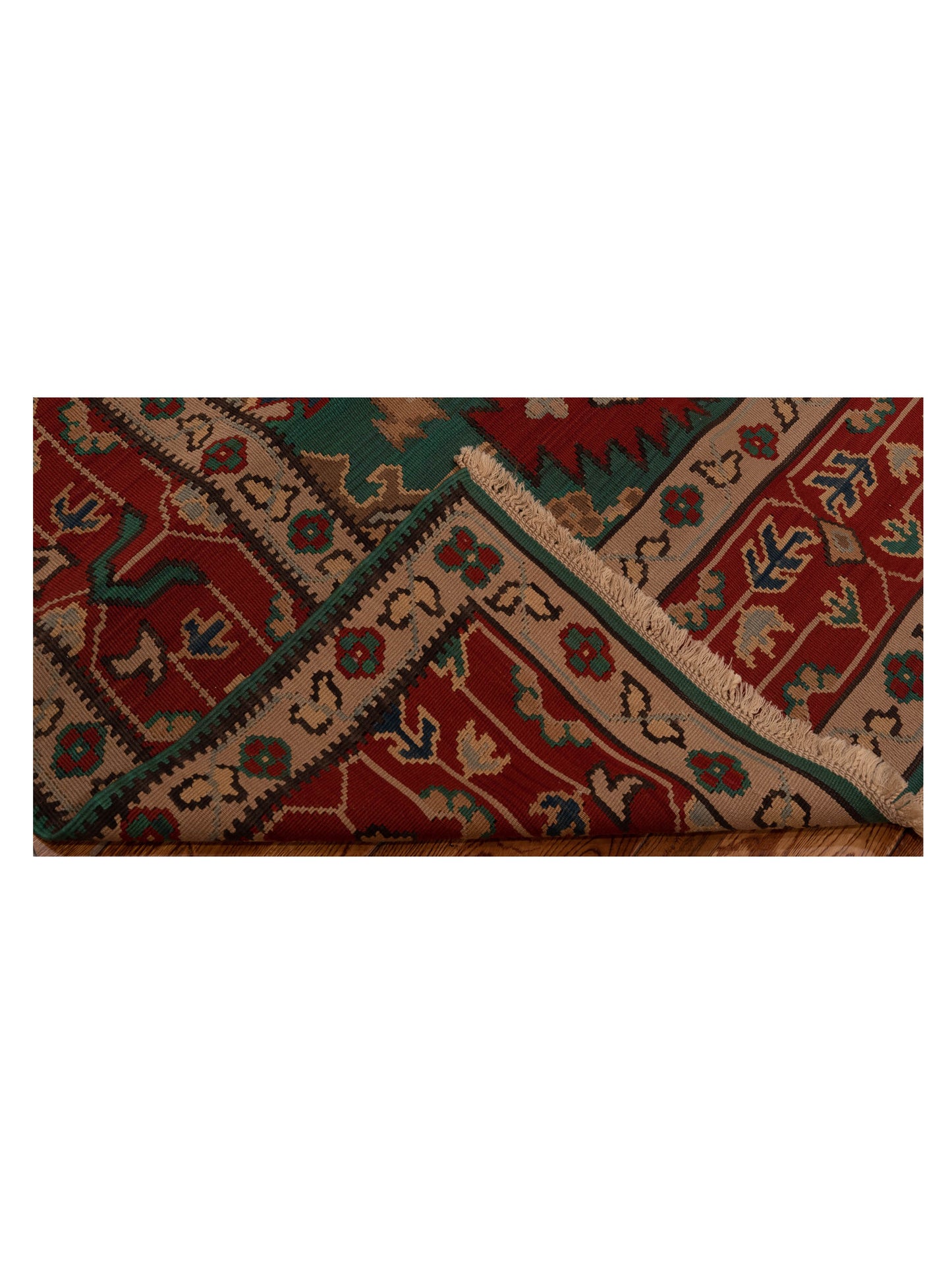 Transilvanian Kilim 70065 Green Red 7.1x10.4 Hand Woven Rug