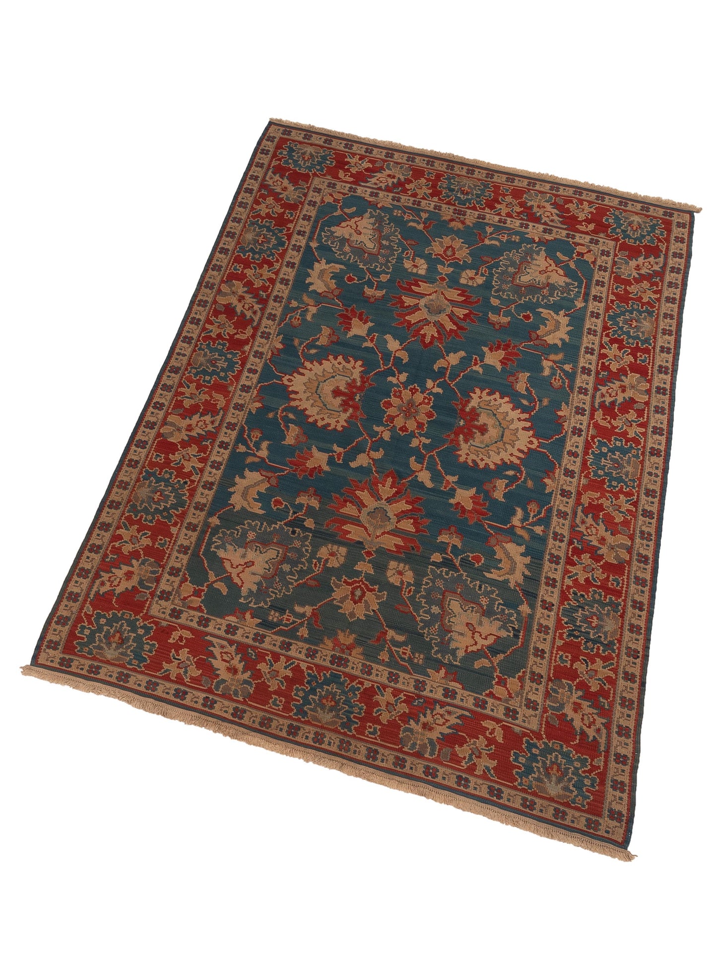 Transilvanian Kilim 70388 Blue Red 6.5x9.11 Hand Woven Rug