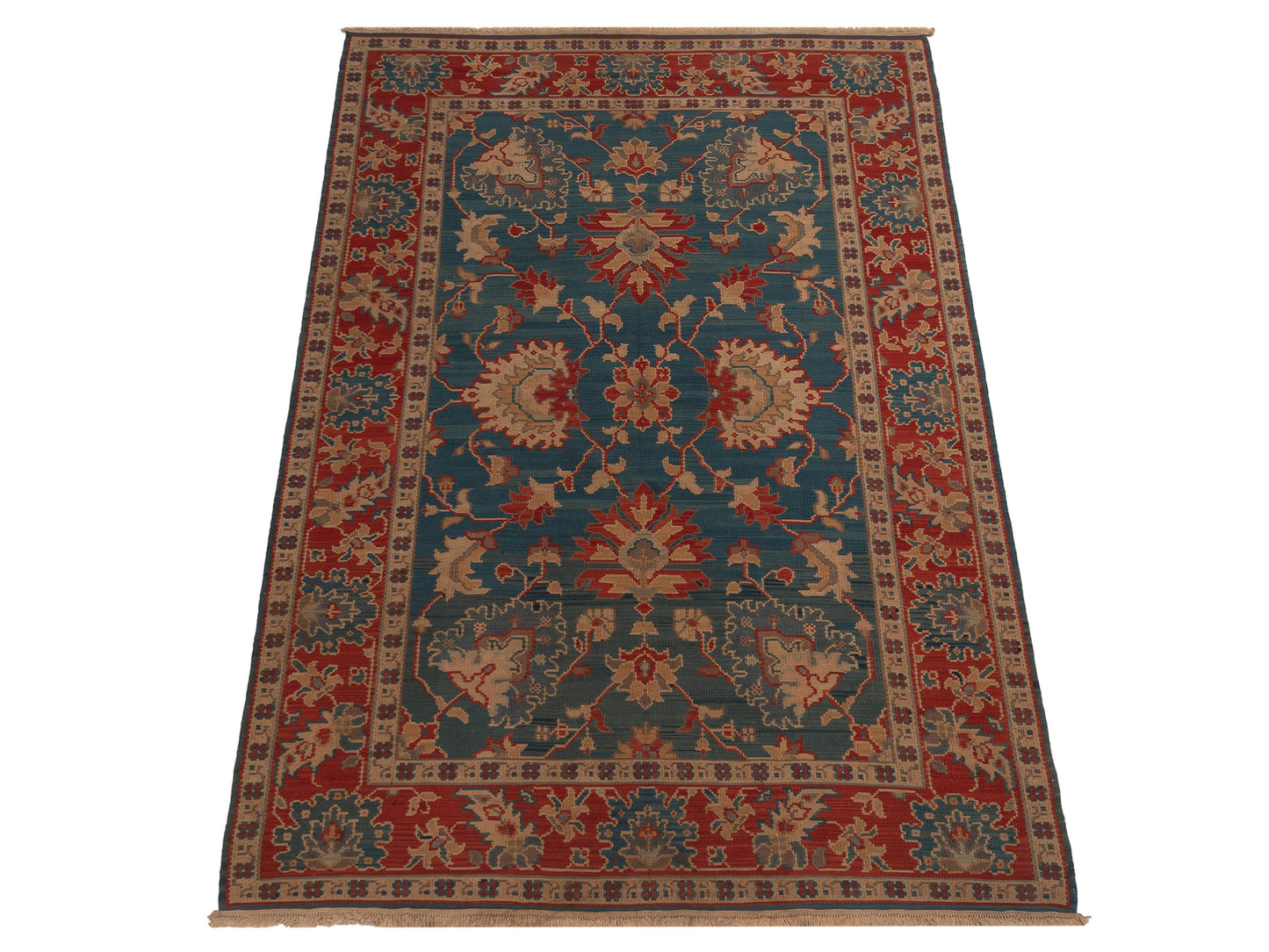 Transilvanian Kilim 70388 Blue Red 6.5x9.11 Hand Woven Rug
