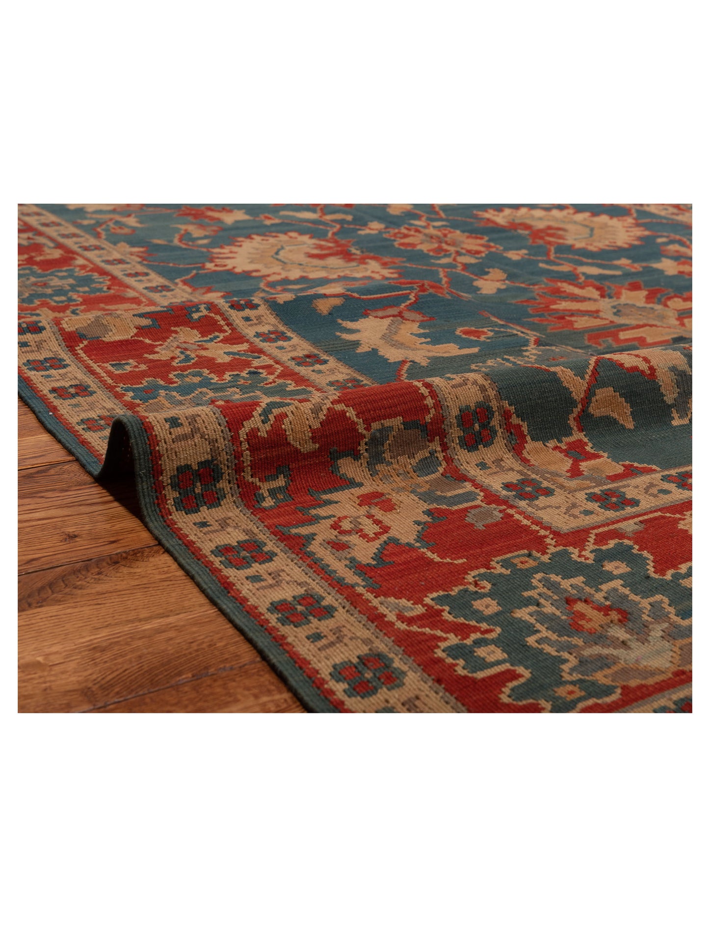 Transilvanian Kilim 70388 Blue Red 6.5x9.11 Hand Woven Rug