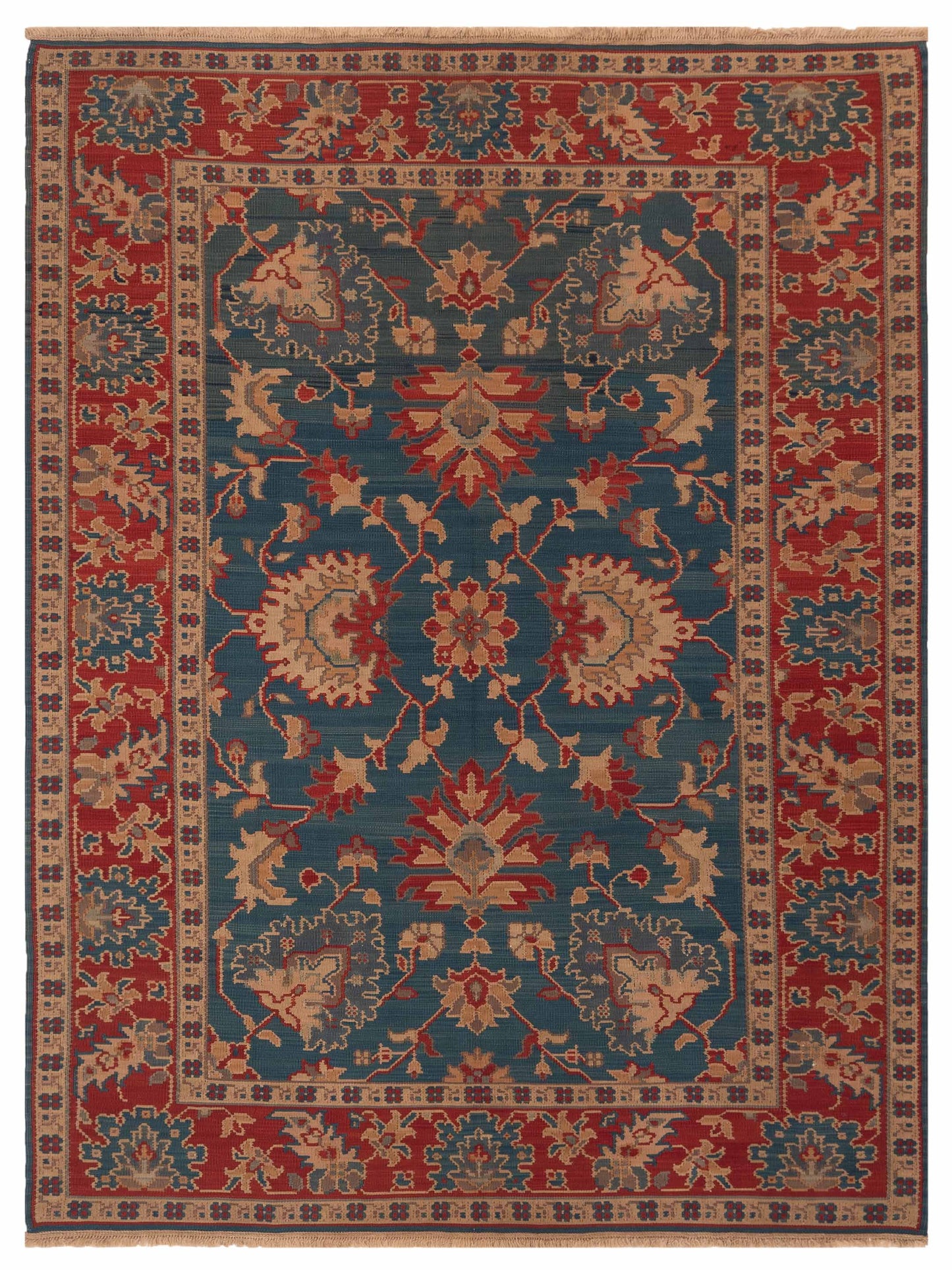 Pasha Transilvanian Kilim Blue Red Traditional