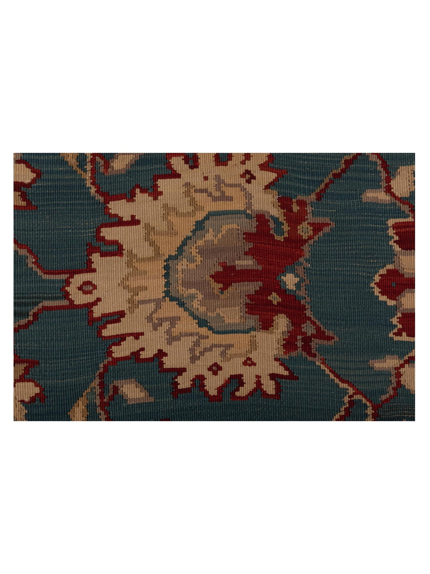 Transilvanian Kilim 70404 Green Red 6.6x9.10 Hand Woven Rug