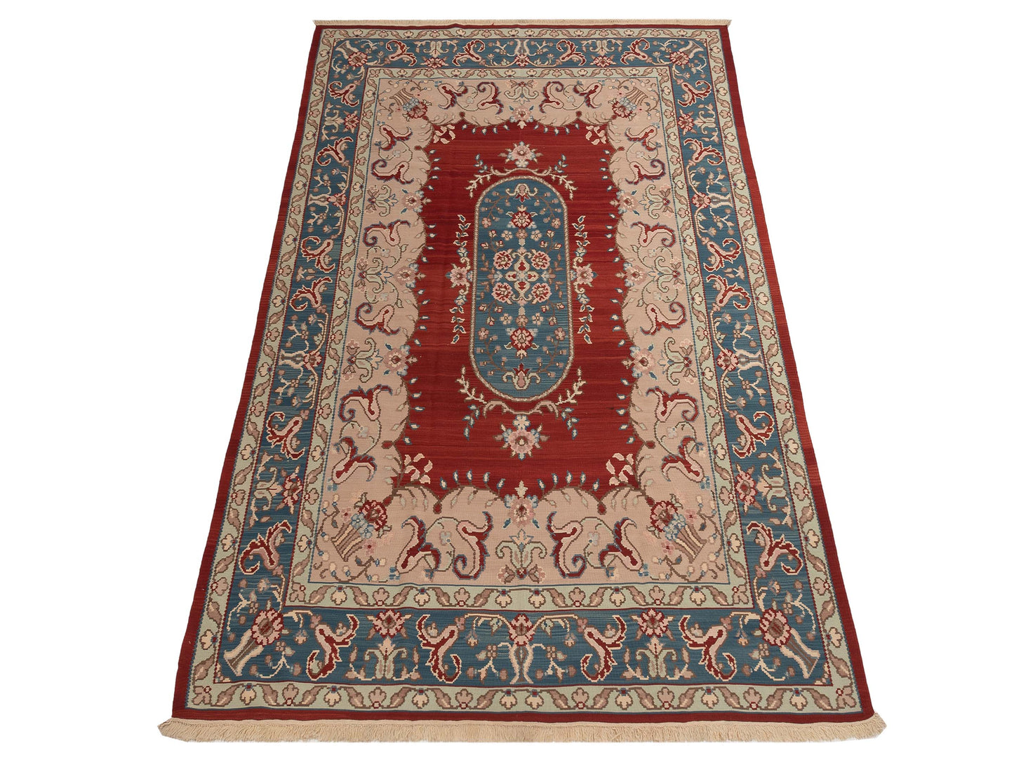 Transilvanian Kilim 70424 Red Blue 8.11x12.1 Hand Woven Rug