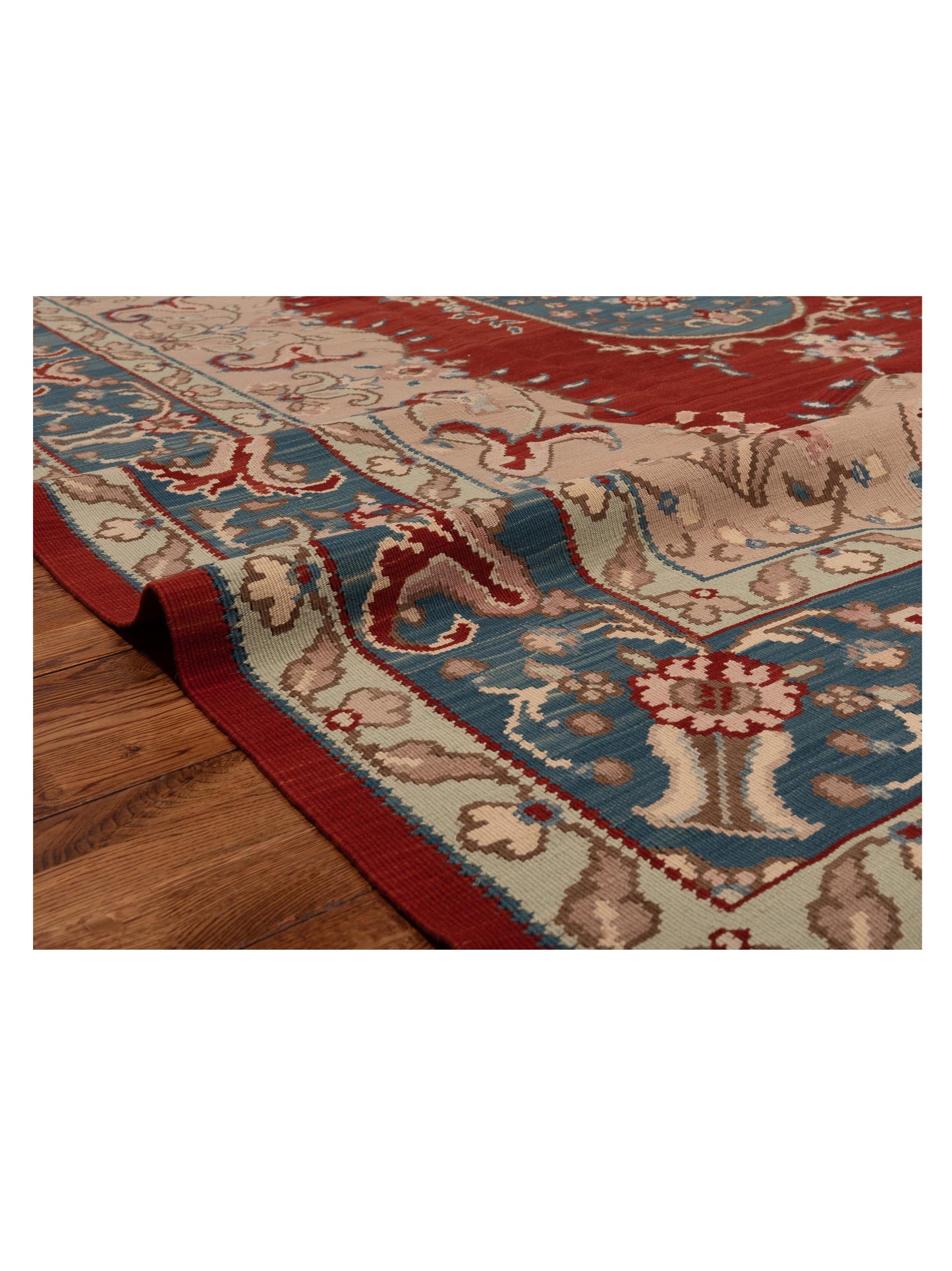 Transilvanian Kilim 70424 Red Blue 8.11x12.1 Hand Woven Rug