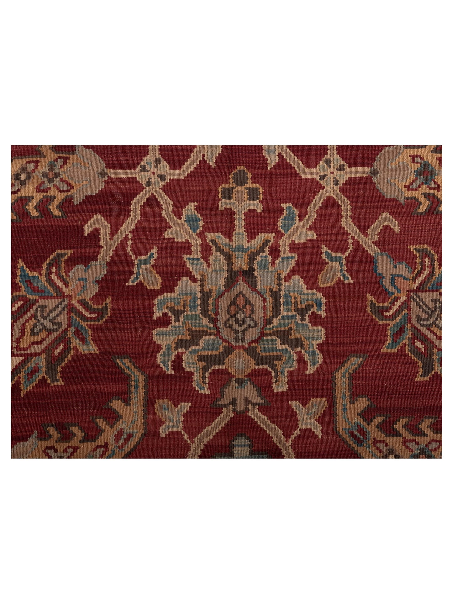 Transilvanian Kilim 70438 Burgundy Brown 8.2x10.3 Hand Woven Rug