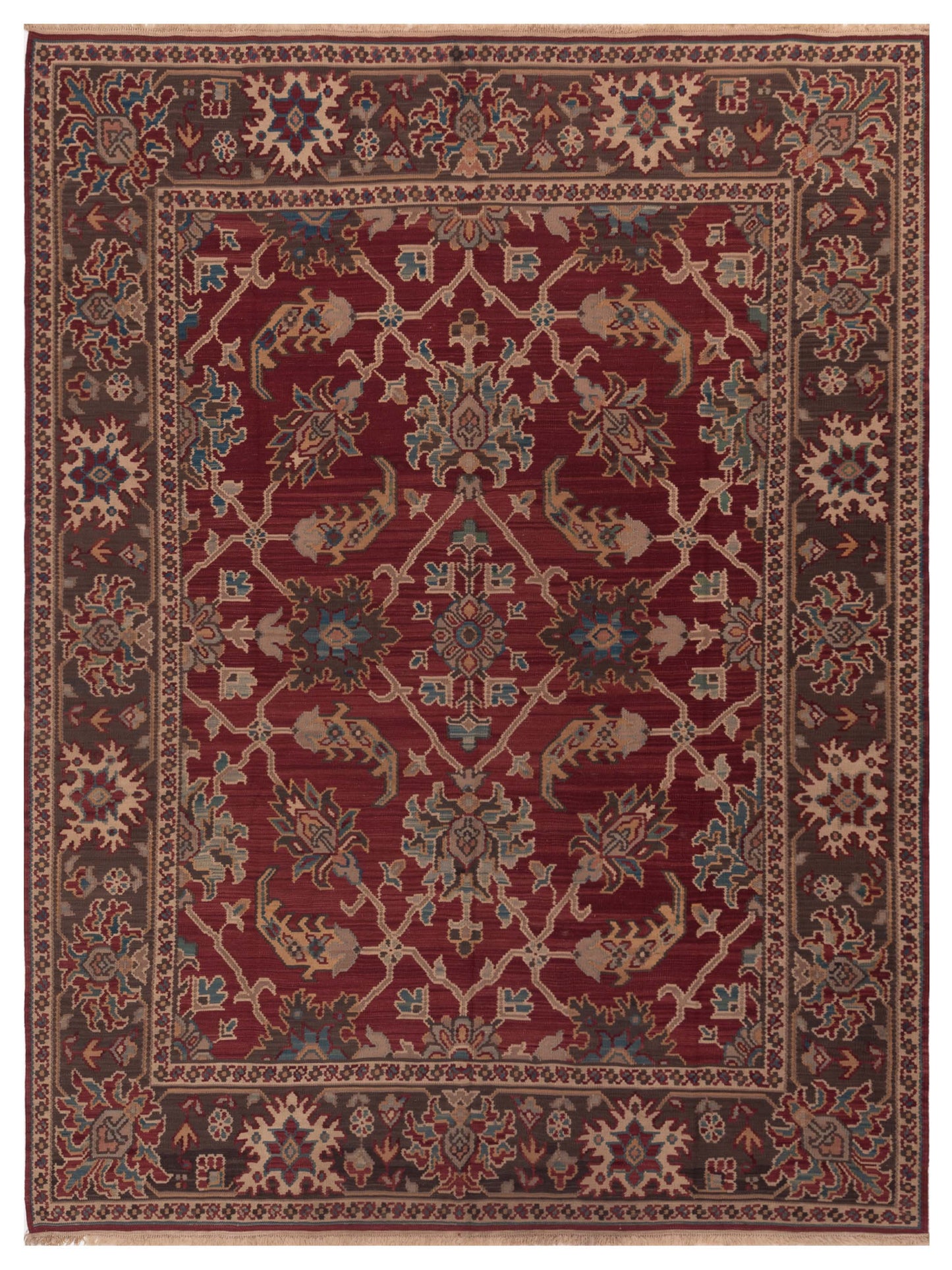 Pasha Transilvanian Kilim Burgundy Brown Traditional