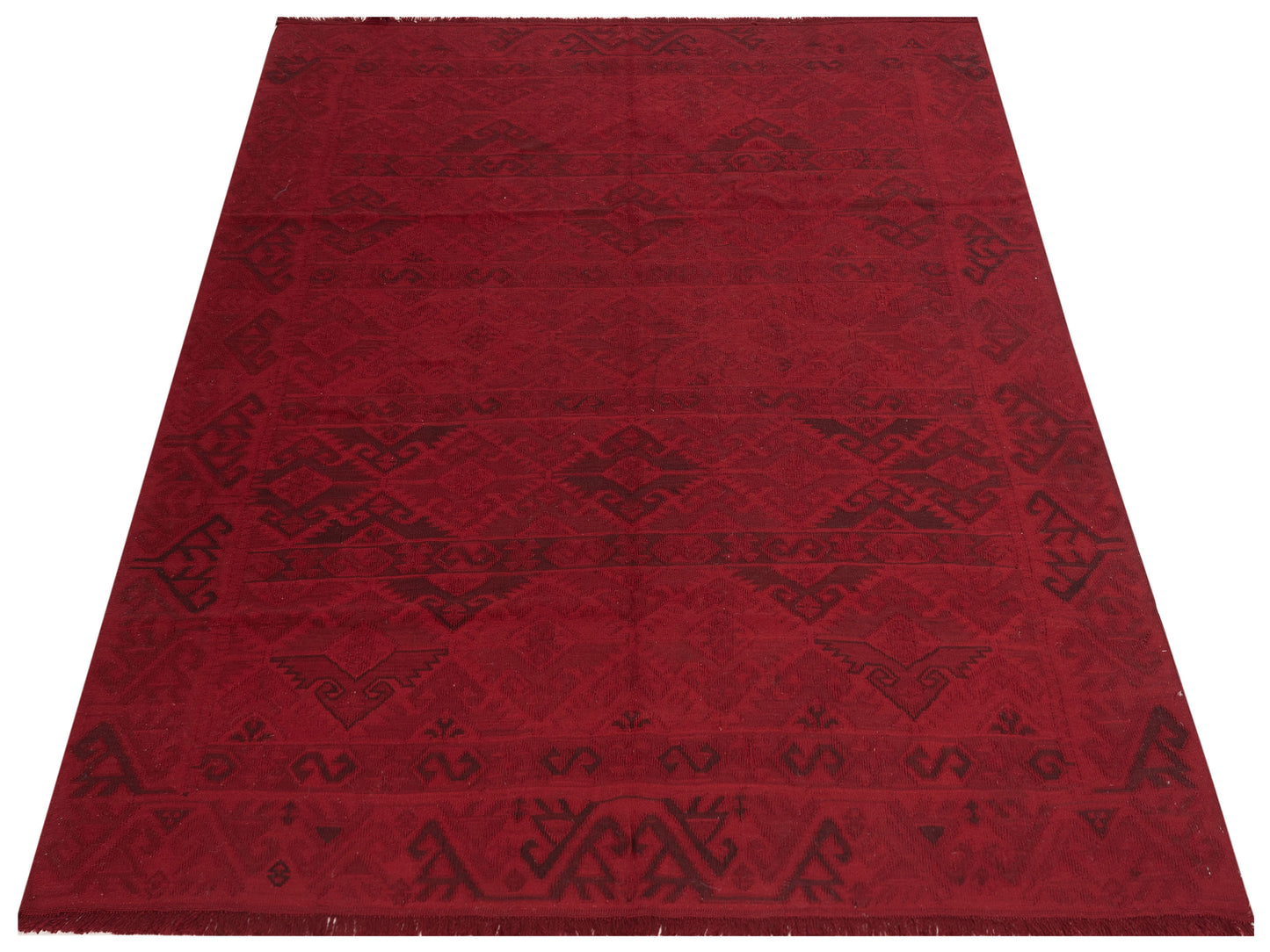 Transilvanian Kilim 70674 Red Red 7.3x9.3 Hand Woven Rug