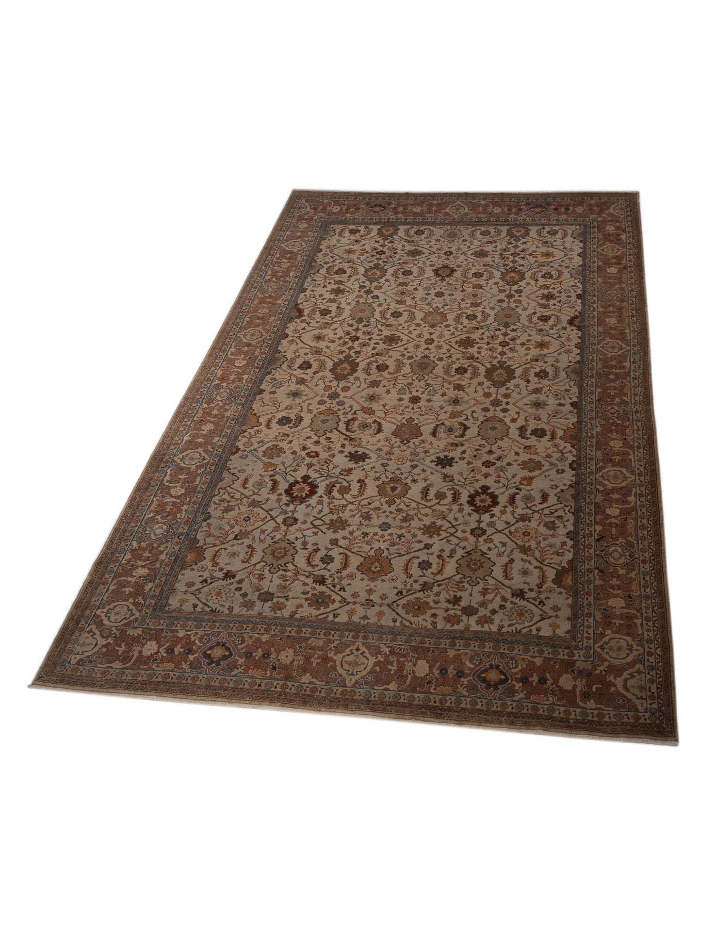 Turkish Elvan 71483 Ivory Brown 11.11x17.1 Hand Knotted Rug