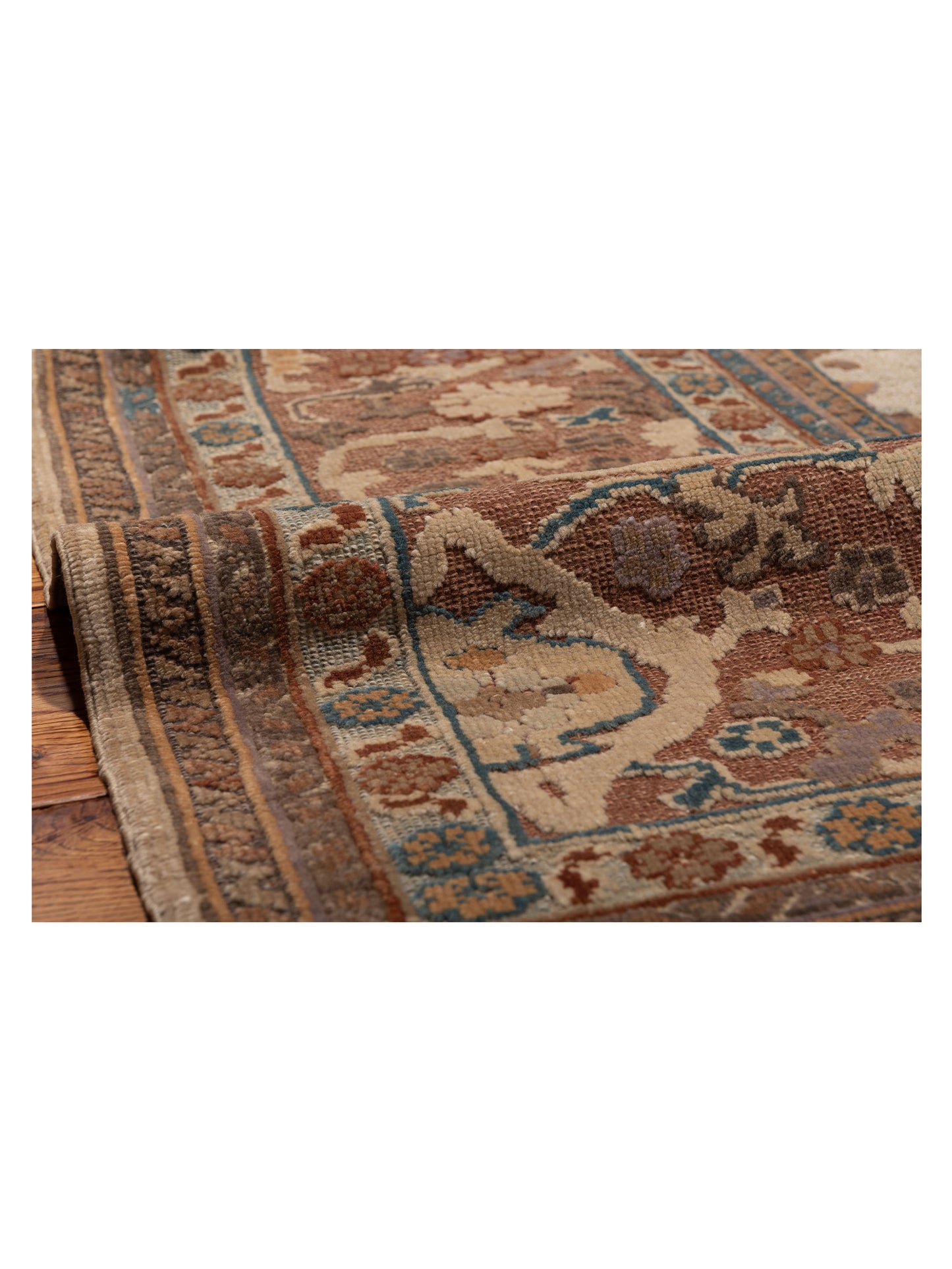 Turkish Elvan 71483 Ivory Brown 11.11x17.1 Hand Knotted Rug