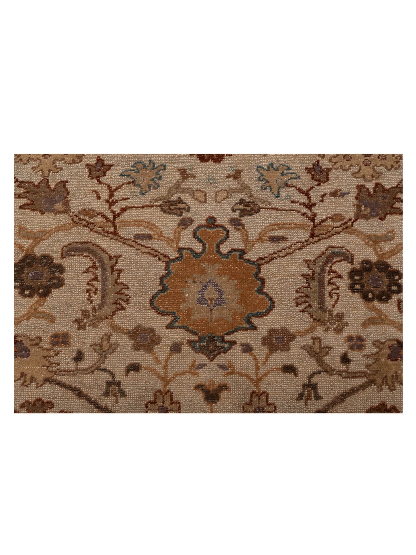 Turkish Elvan 71483 Ivory Brown 11.11x17.1 Hand Knotted Rug