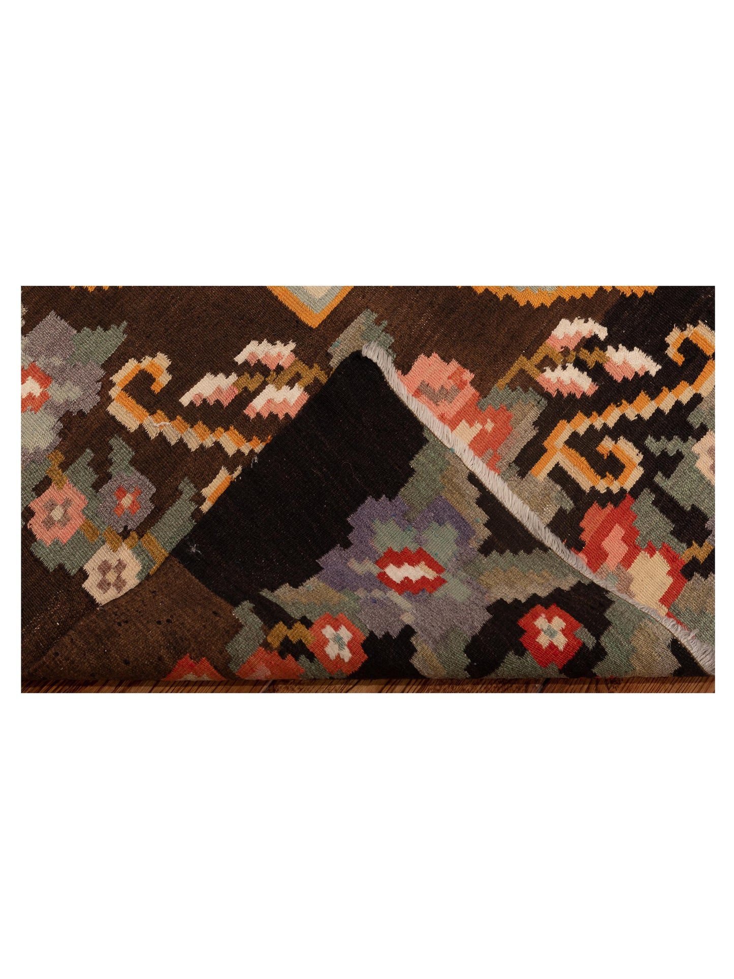 Old Basserabian Kilim 71551 Black 5x7.2 Hand Woven Rug