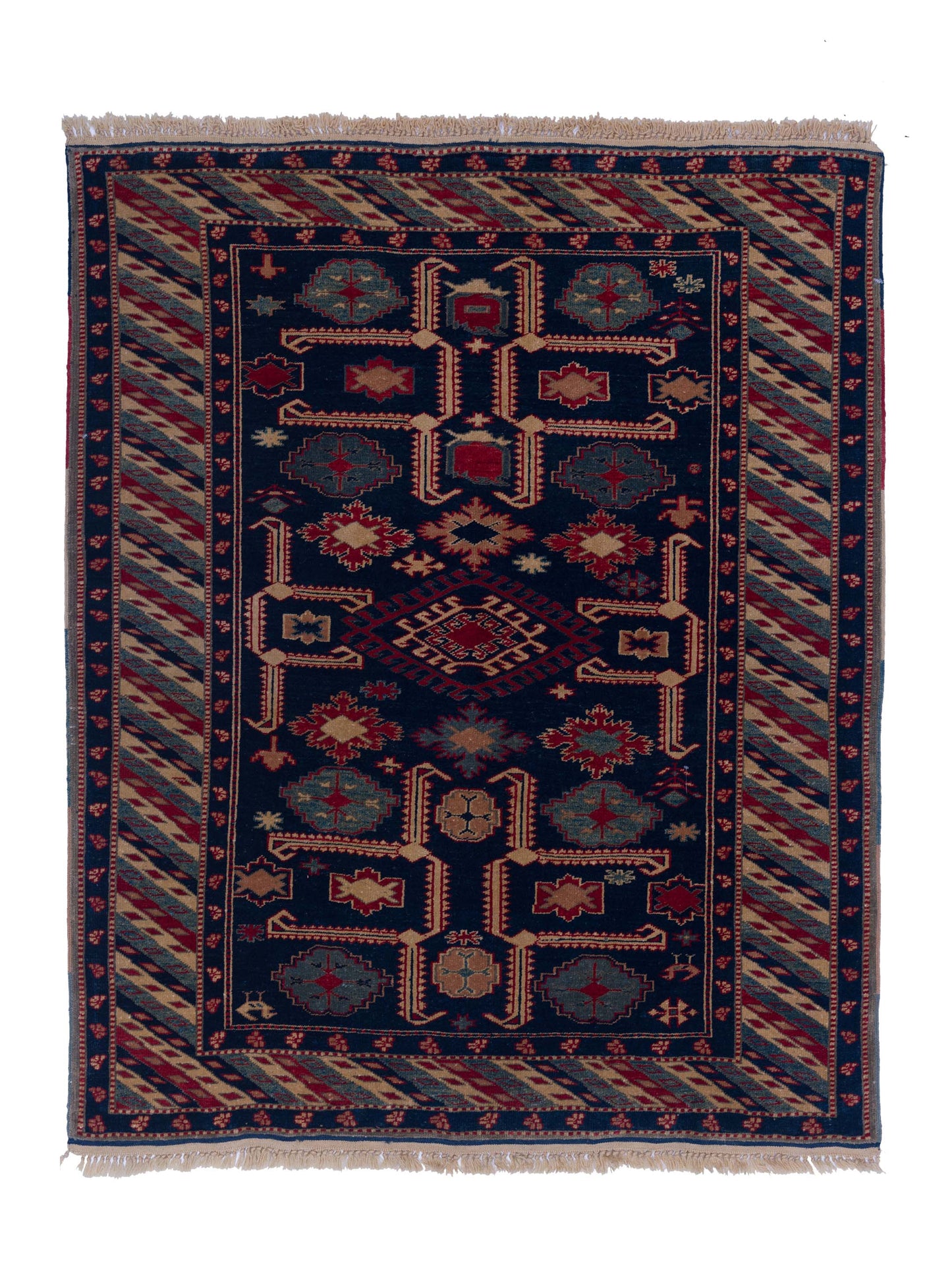 Turkish Shirwan 71664 Navy Blue 4.7x5.5 Hand Knotted Rug