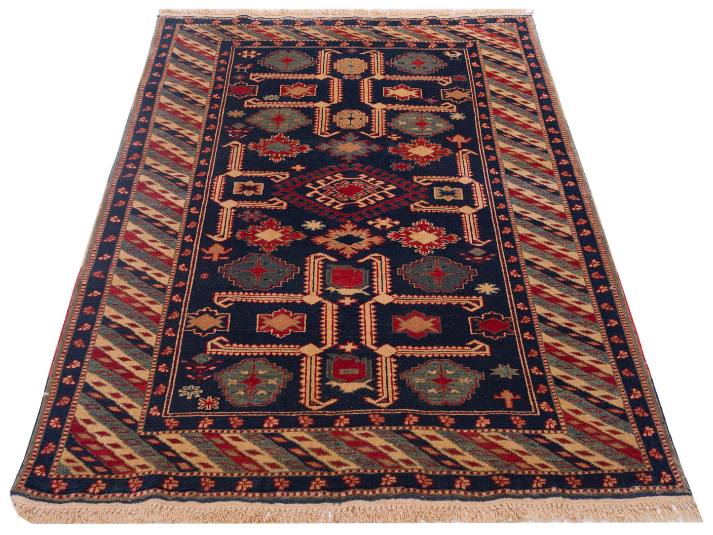 Turkish Shirwan 71664 Navy Blue 4.7x5.5 Hand Knotted Rug