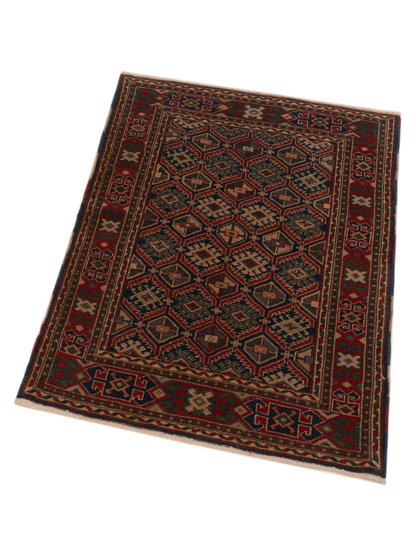 Turkish Shirwan 71682 Blue Red 3.2x4.1 Hand Knotted Rug