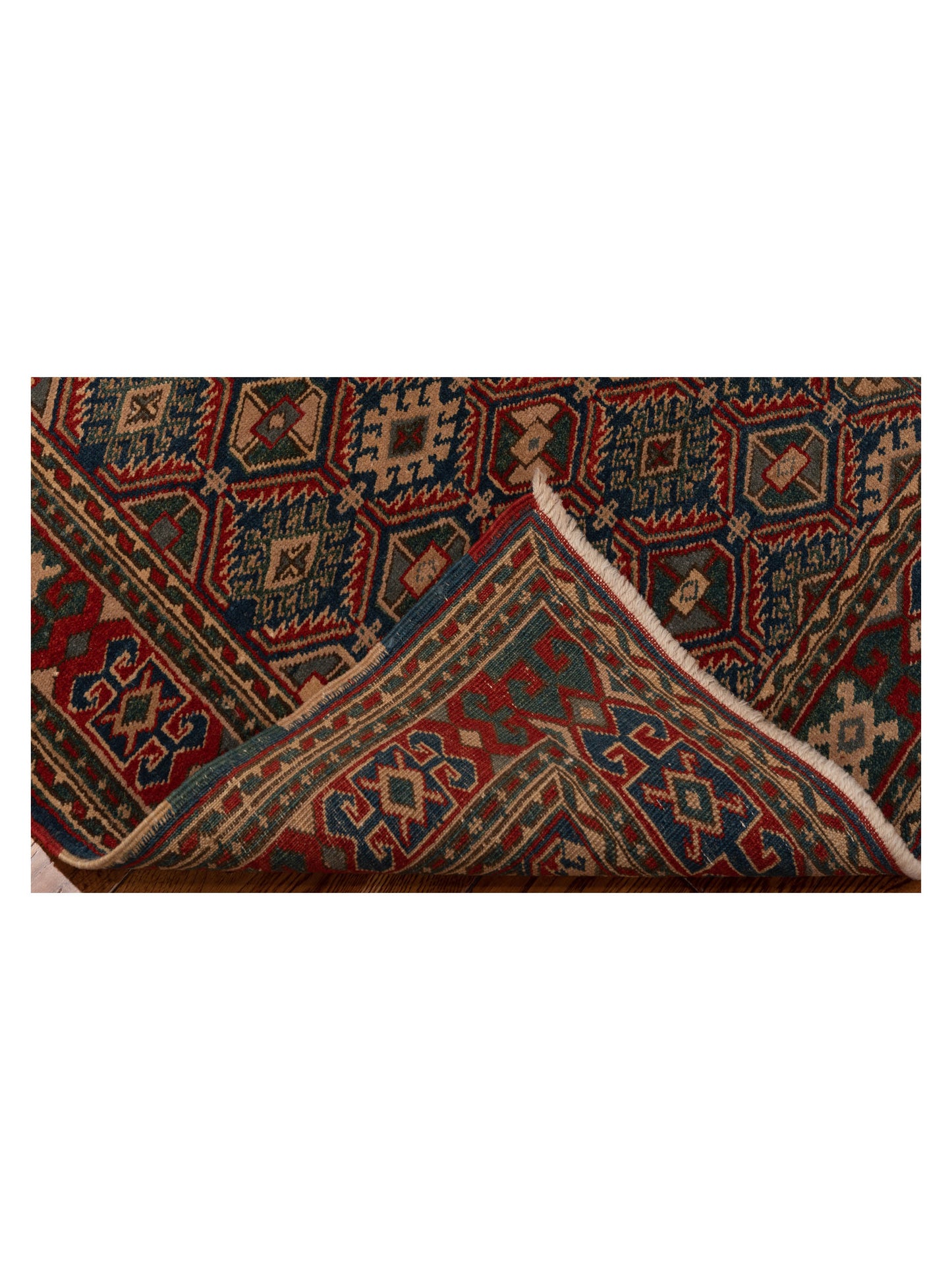 Turkish Shirwan 71682 Blue Red 3.2x4.1 Hand Knotted Rug