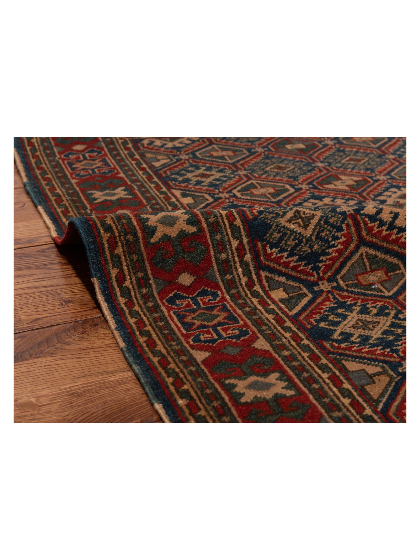 Turkish Shirwan 71682 Blue Red 3.2x4.1 Hand Knotted Rug