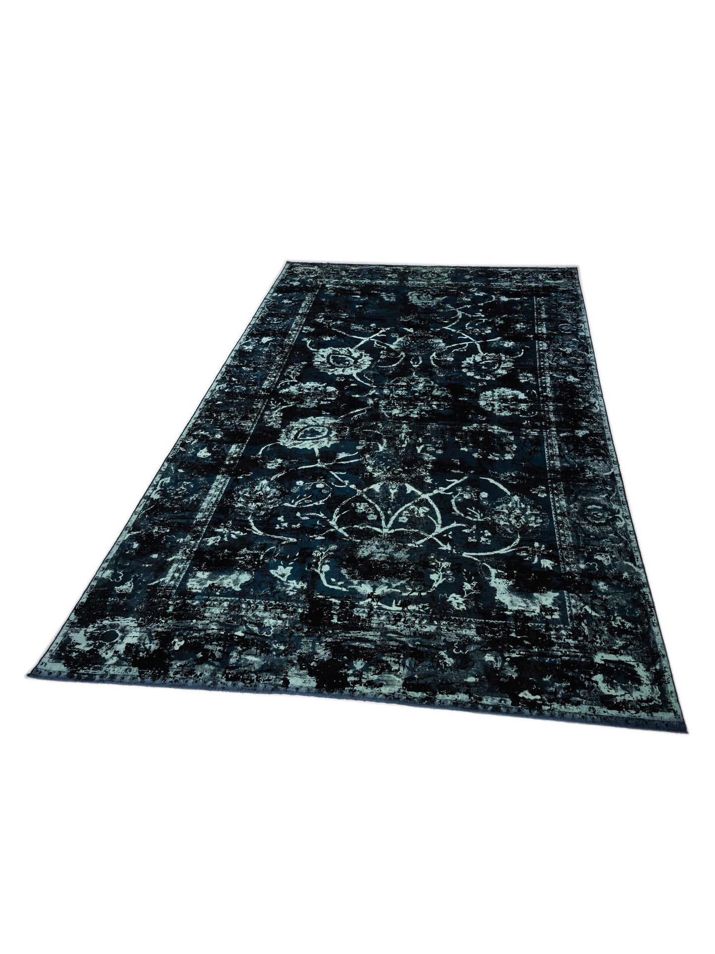 Vintage 72046 Teal Blue 12x17.1 Hand Knotted Rug