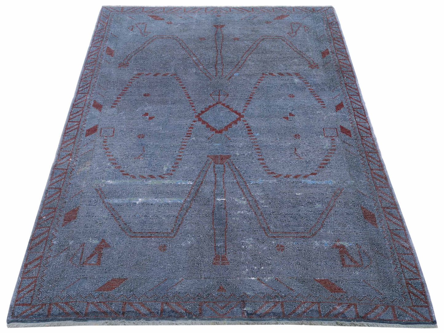 Vintage 72318 Blue 4x5.10 Hand Knotted Rug
