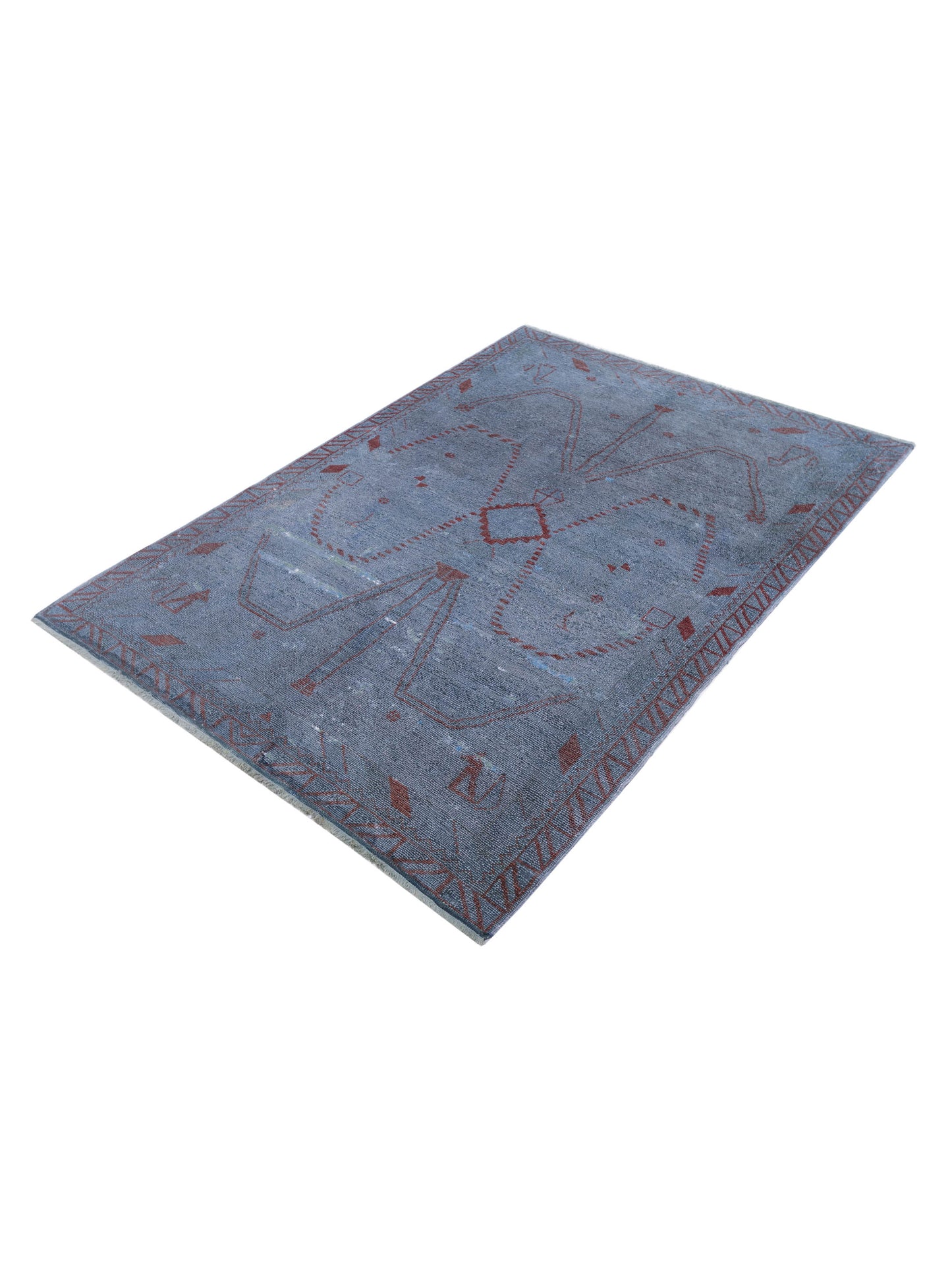 Vintage 72318 Blue 4x5.10 Hand Knotted Rug