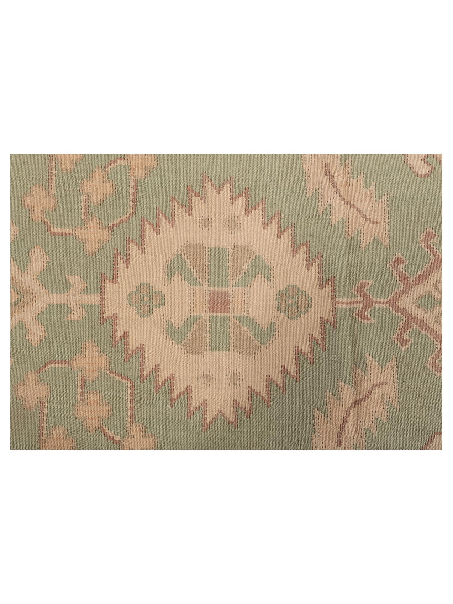 Transilvanian Kilim 73781 Green Ivory 10.2x14 Hand Woven Rug