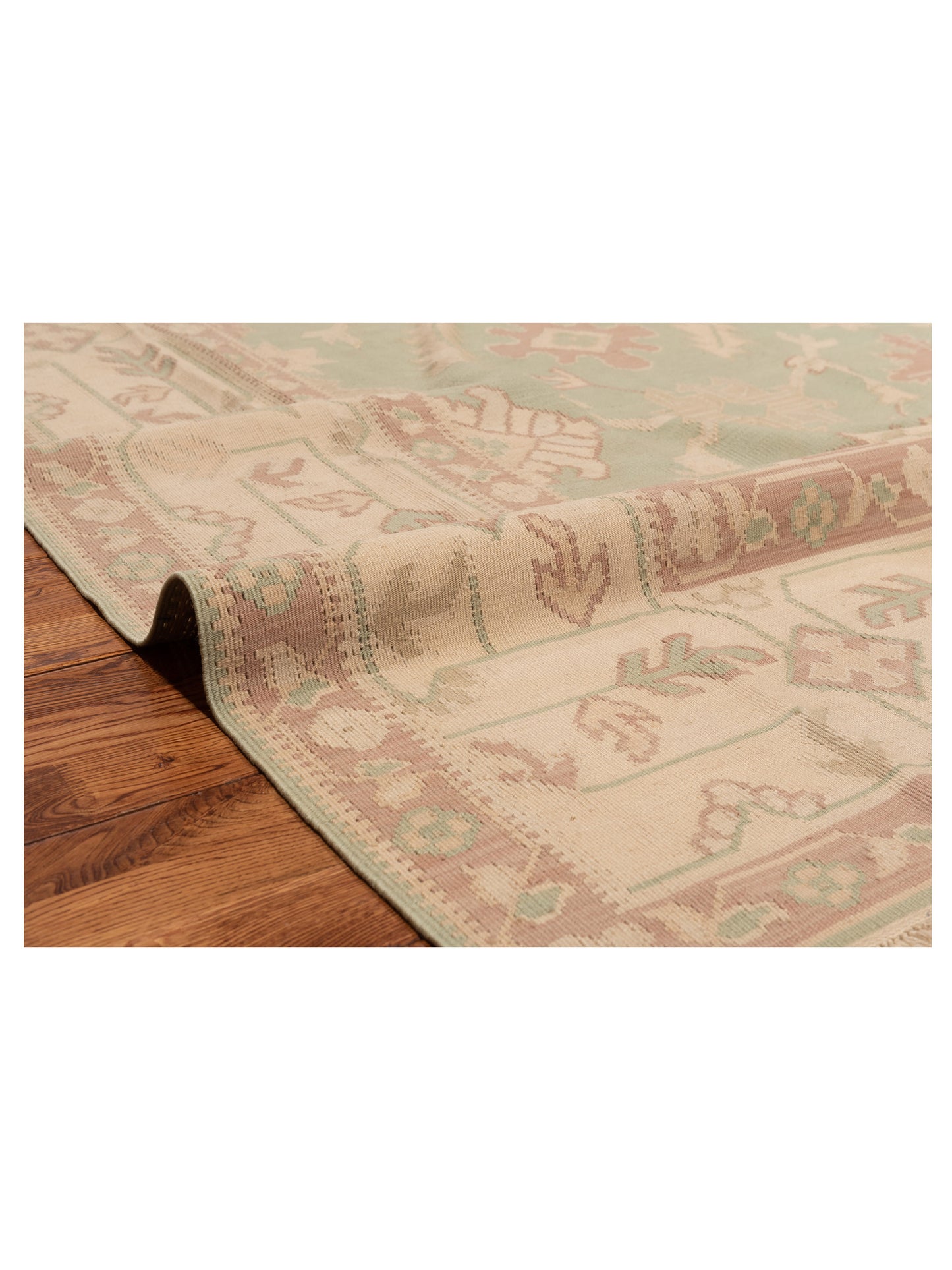 Transilvanian Kilim 73781 Green Ivory 10.2x14 Hand Woven Rug