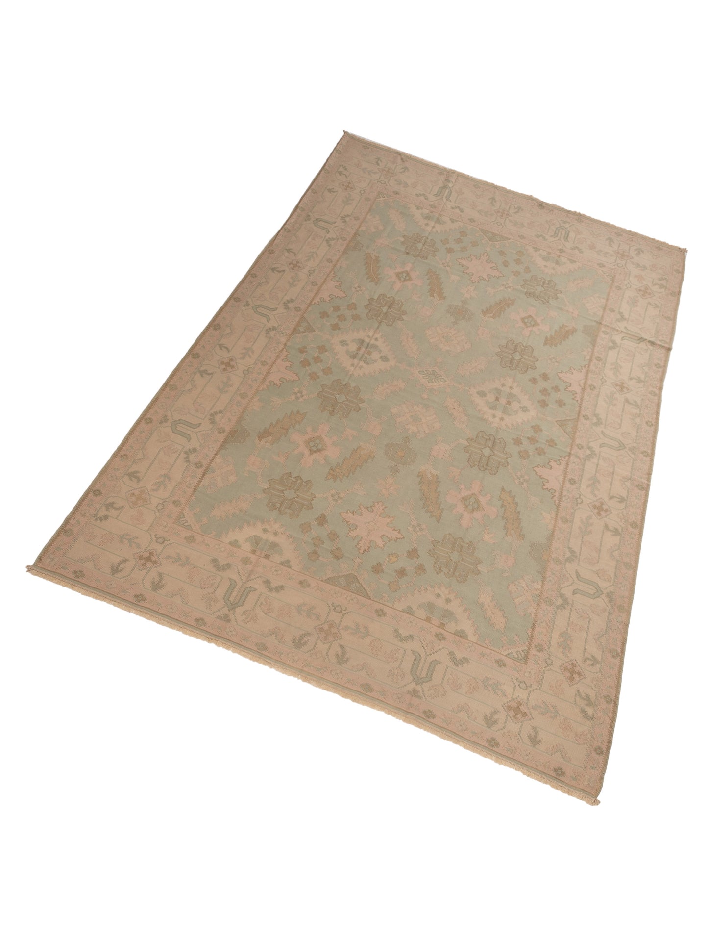 Transilvanian Kilim 73791 Light Green Cream 10.2x13.11 Hand Woven Rug