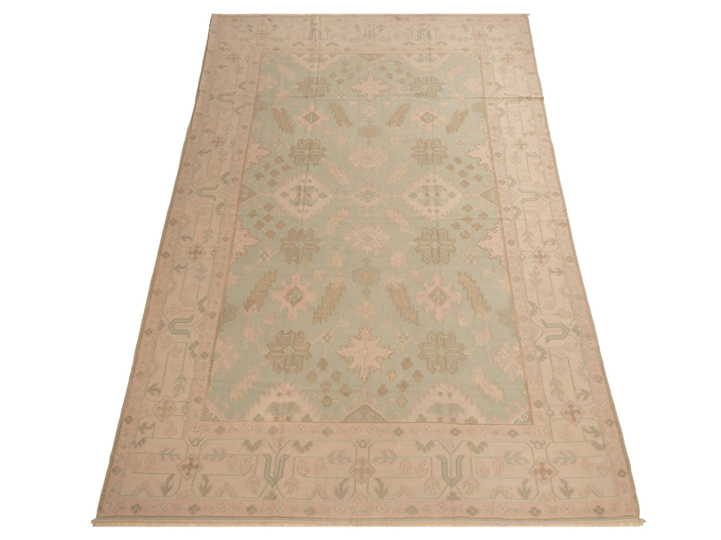 Transilvanian Kilim 73791 Light Green Cream 10.2x13.11 Hand Woven Rug