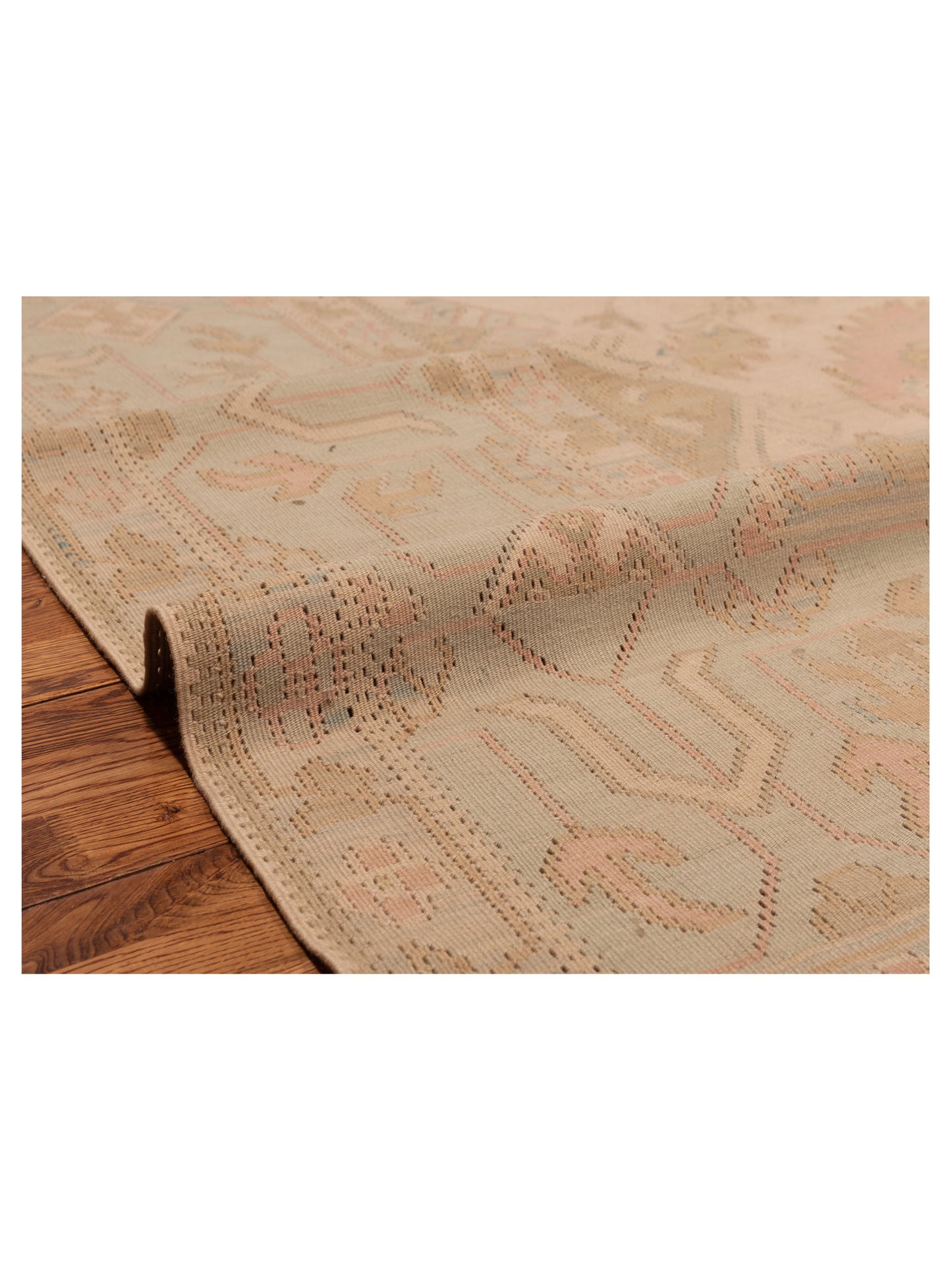 Transilvanian Kilim 73793 Ivory Green 11.3x15.7 Hand Woven Rug