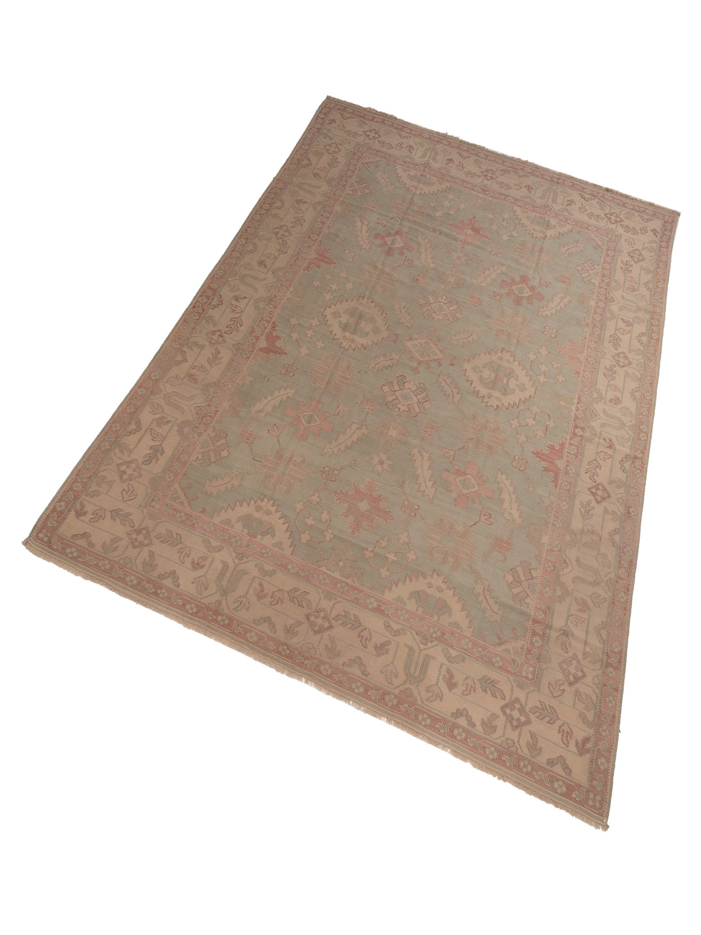 Transilvanian Kilim 73811 Green Ivory 10.2x14 Hand Woven Rug