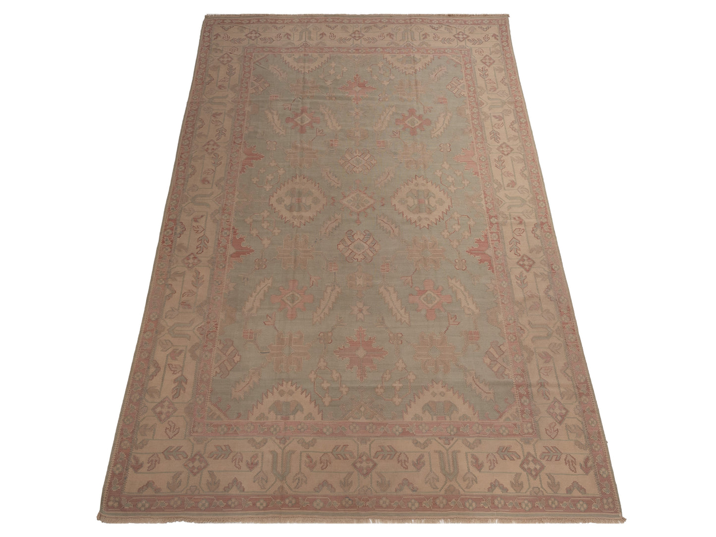 Transilvanian Kilim 73811 Green Ivory 10.2x14 Hand Woven Rug