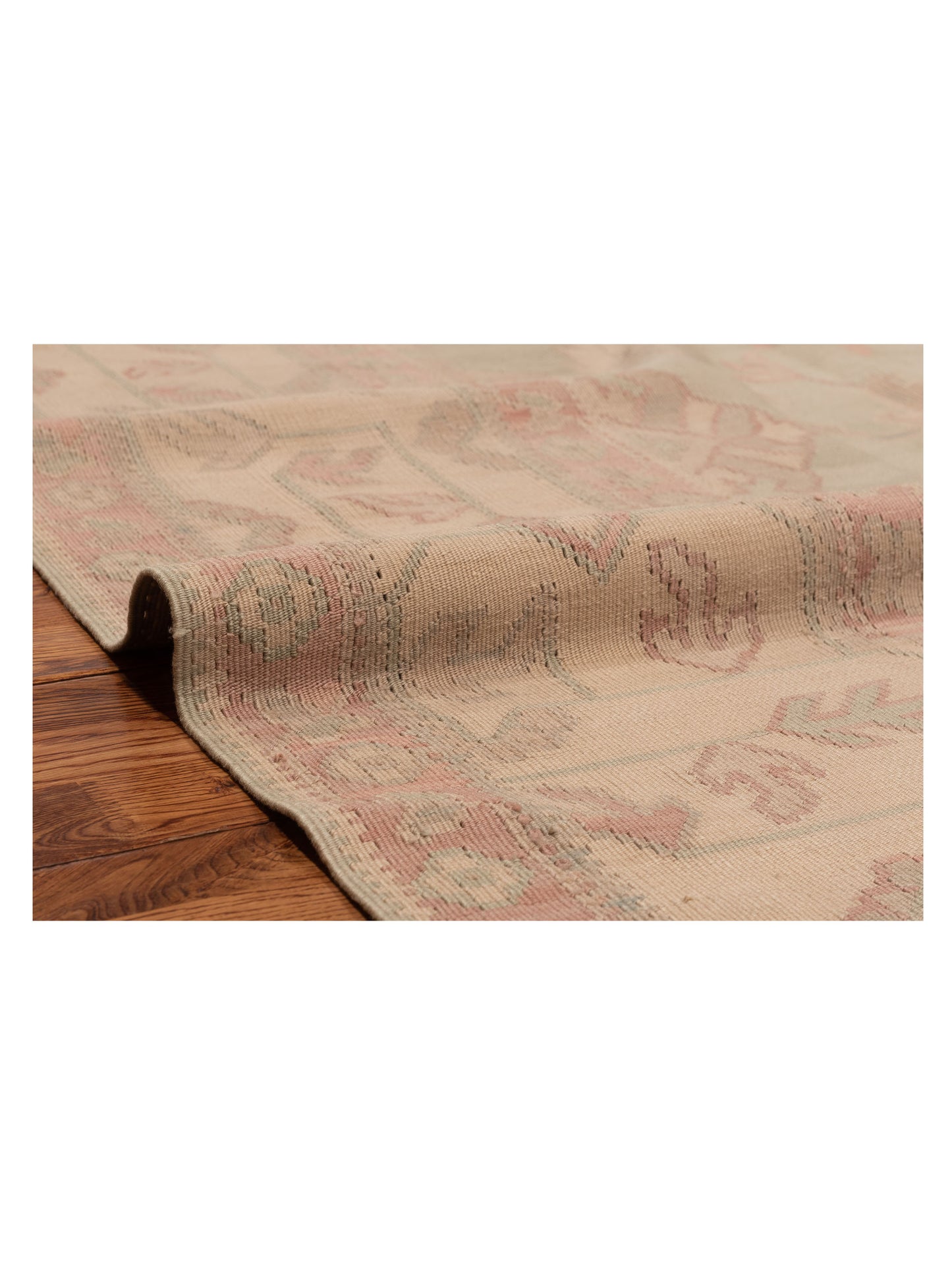 Transilvanian Kilim 73811 Green Ivory 10.2x14 Hand Woven Rug