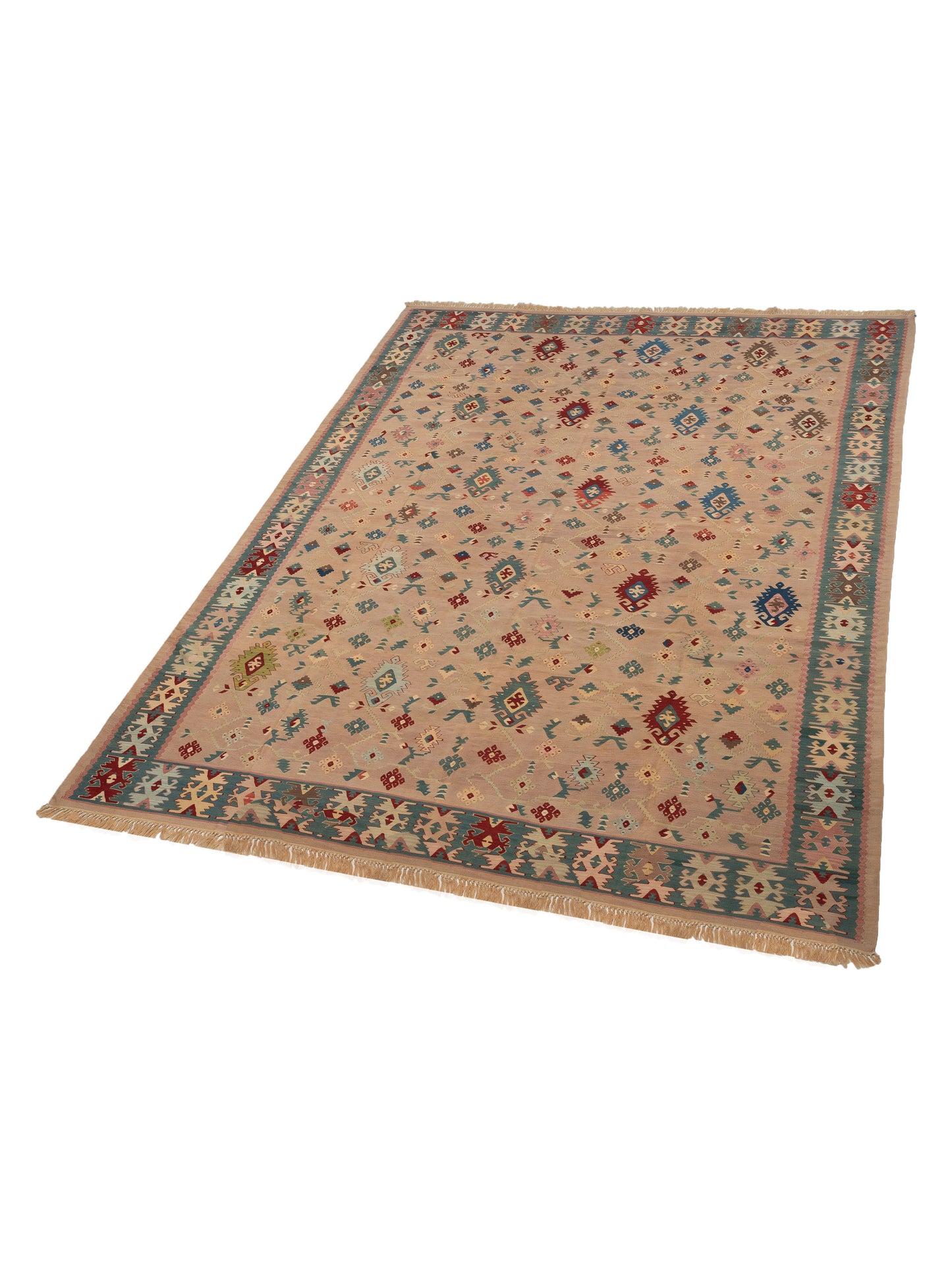 Transilvanian Kilim 73825 Pink Green 9.1x12.3 Hand Woven Rug
