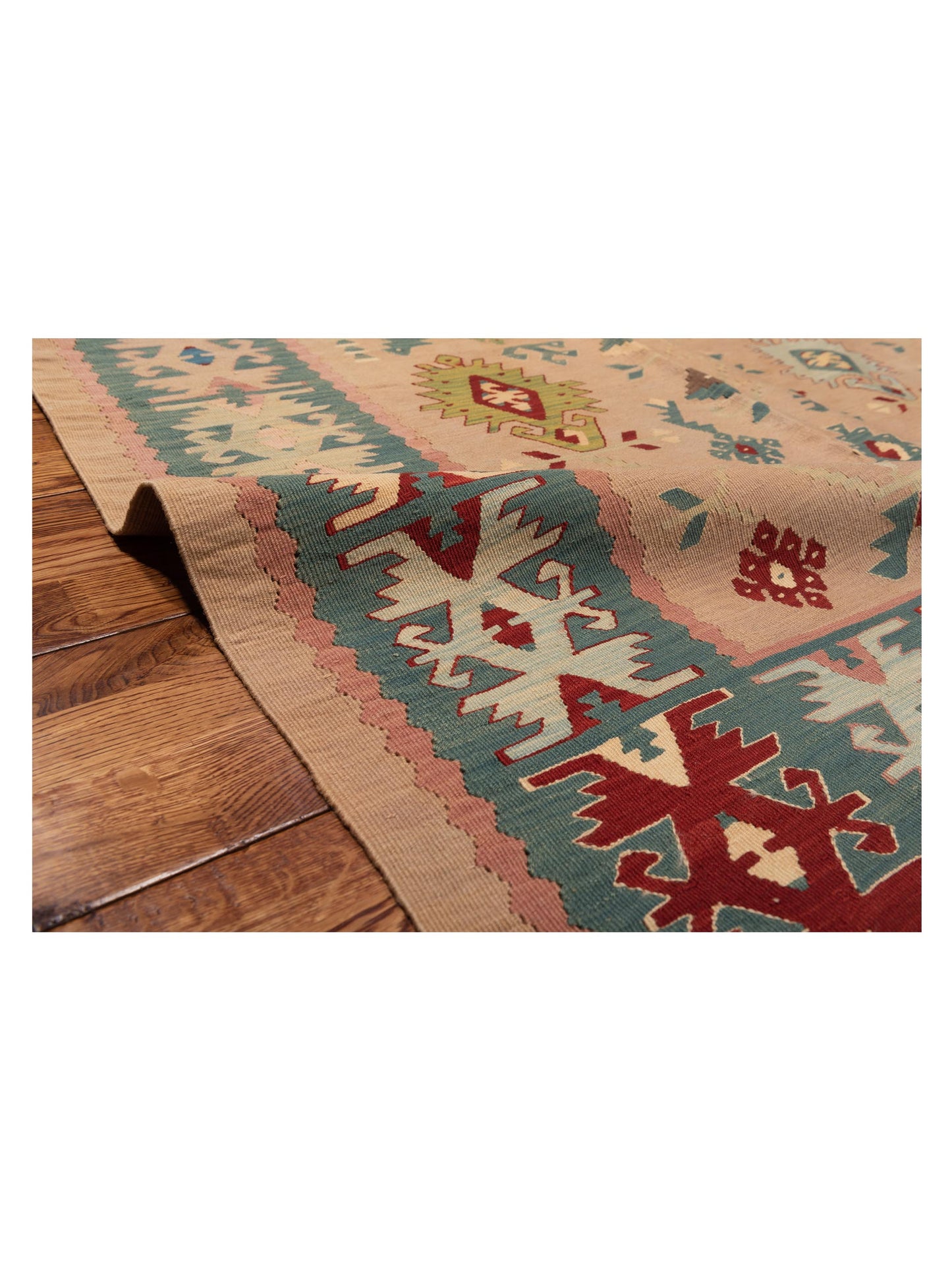 Transilvanian Kilim 73825 Pink Green 9.1x12.3 Hand Woven Rug