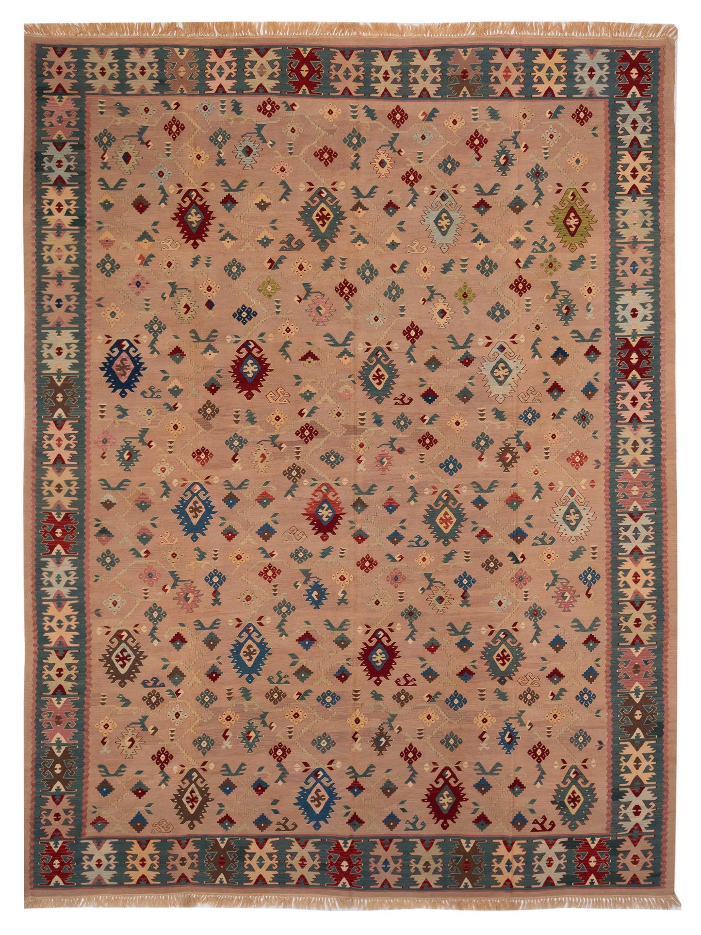 Pasha Transilvanian Kilim Pink Green Traditional