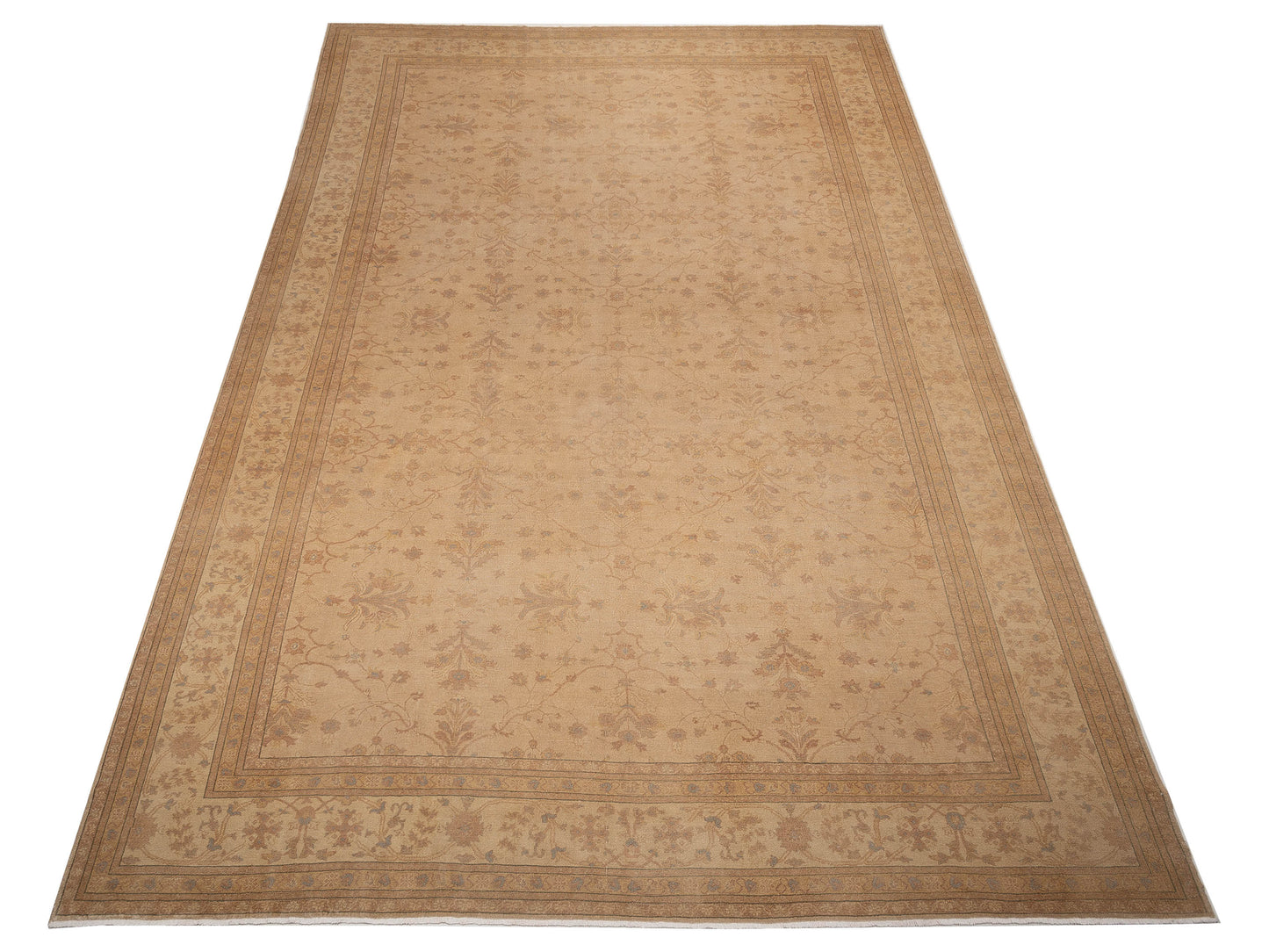 Turkish Elvan 73887 Beige Beige 14.2x20.3 Hand Knotted Rug