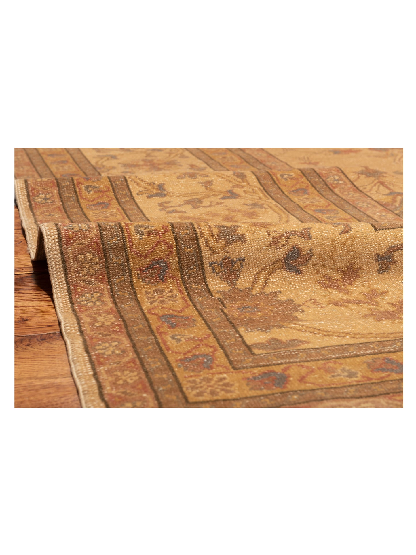 Turkish Elvan 73887 Beige Beige 14.2x20.3 Hand Knotted Rug