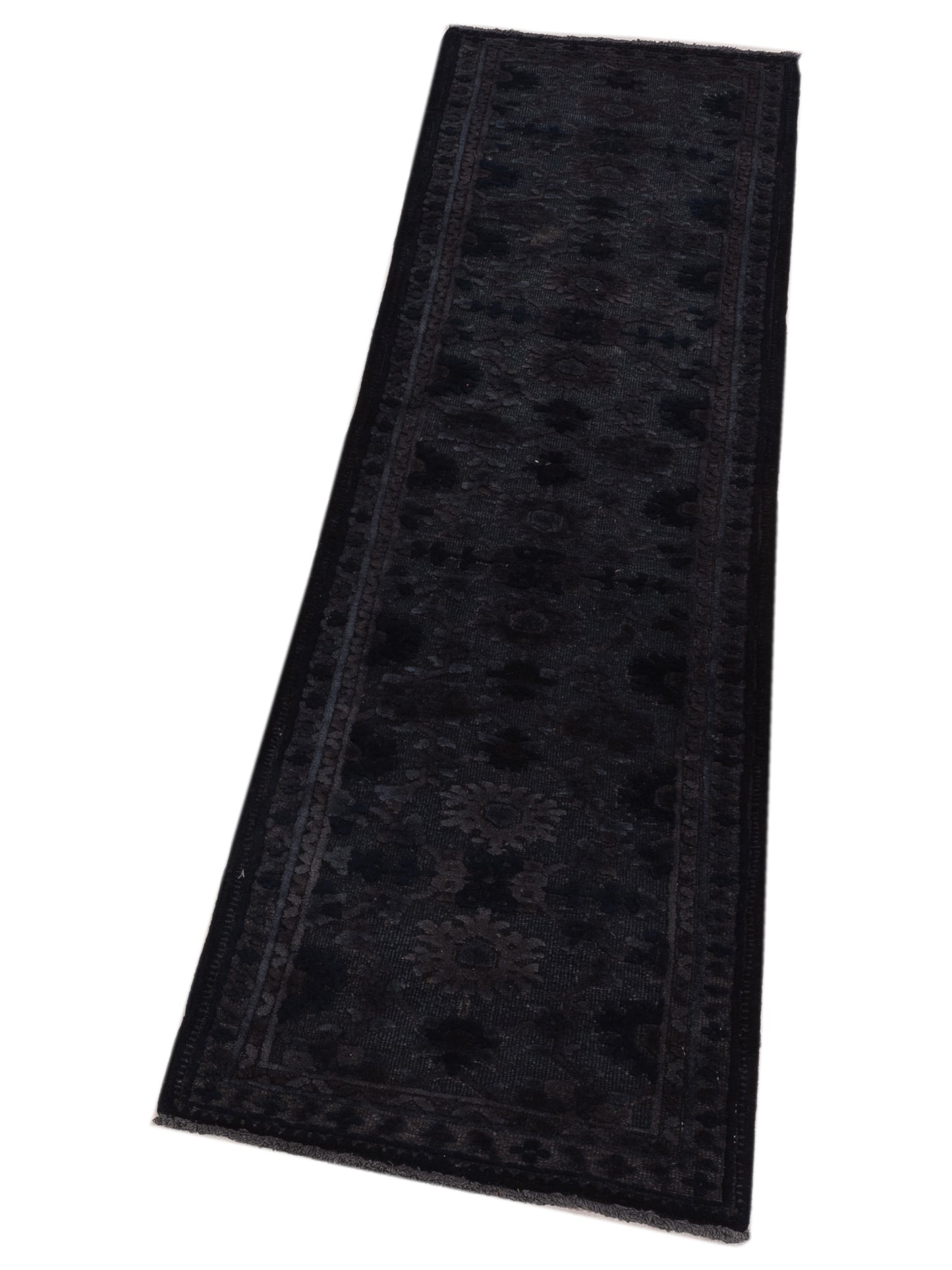 Vintage 73926 Black 2.2x7.10 Hand Knotted Rug