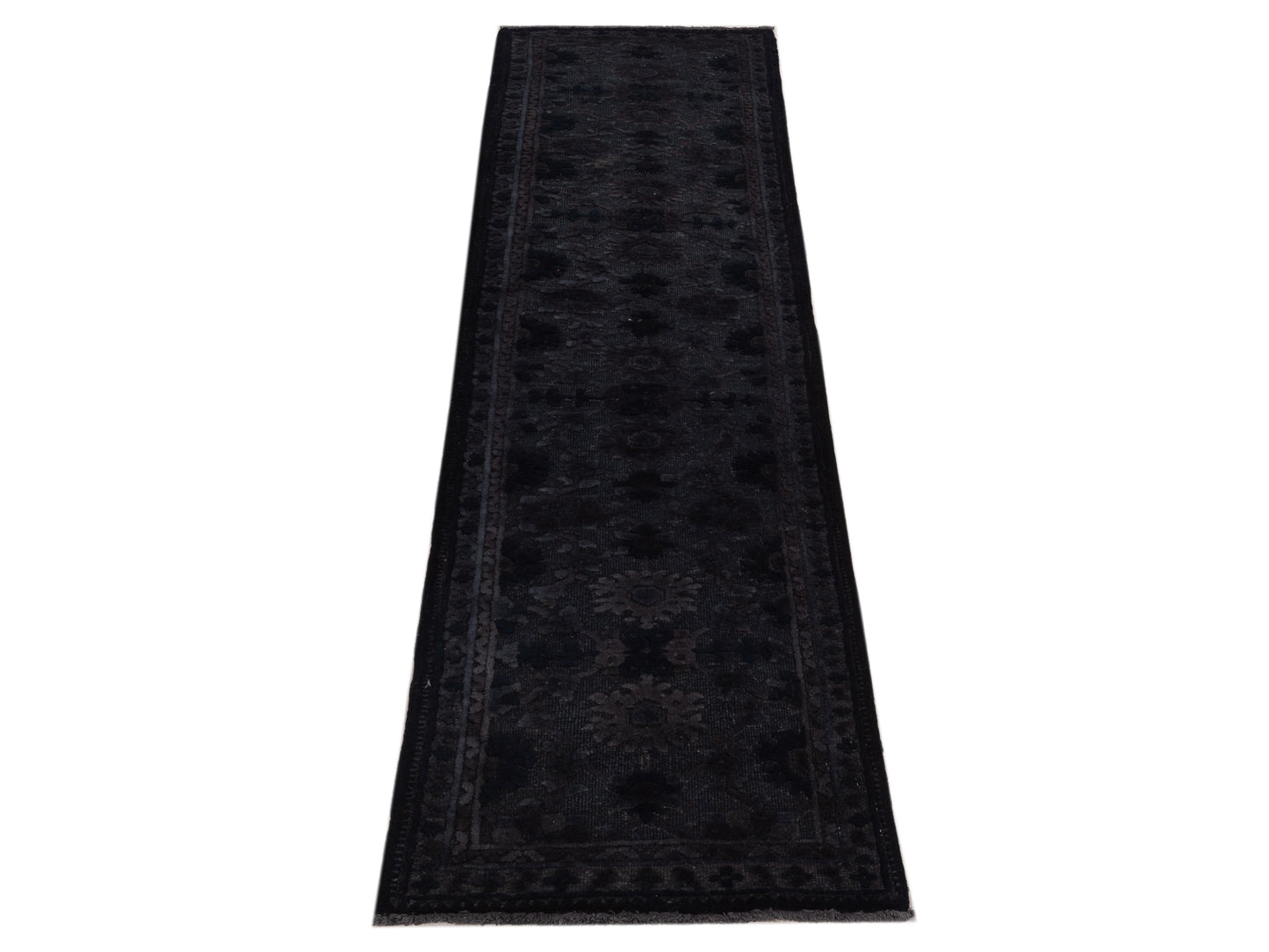 Vintage 73926 Black 2.2x7.10 Hand Knotted Rug