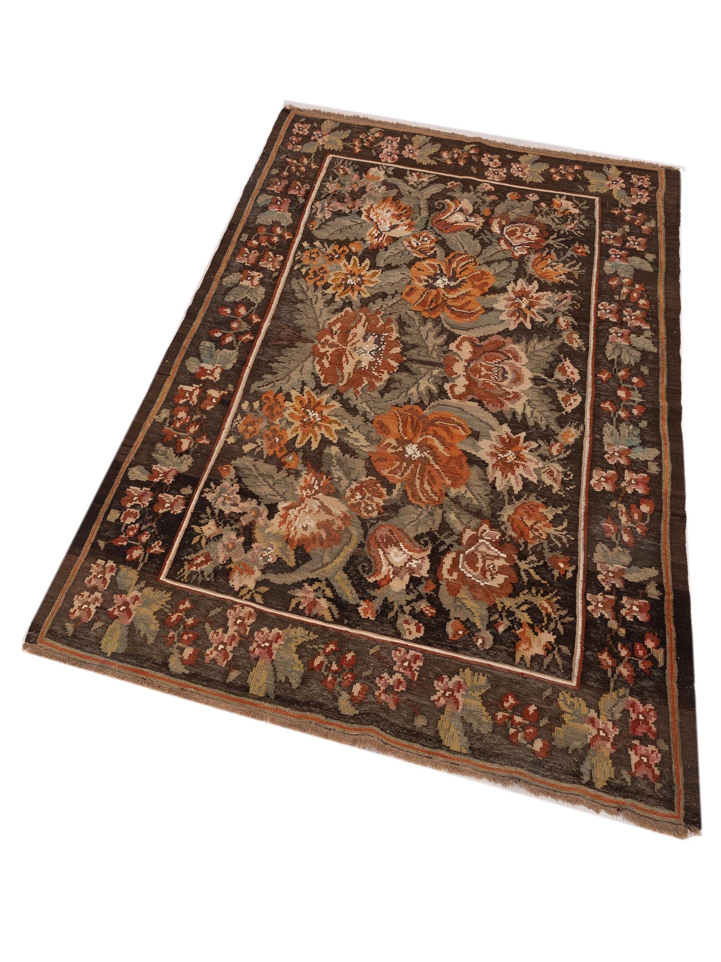 Old Basserabian Kilim 75416 Brown 4.8x8.9 Hand Woven Rug