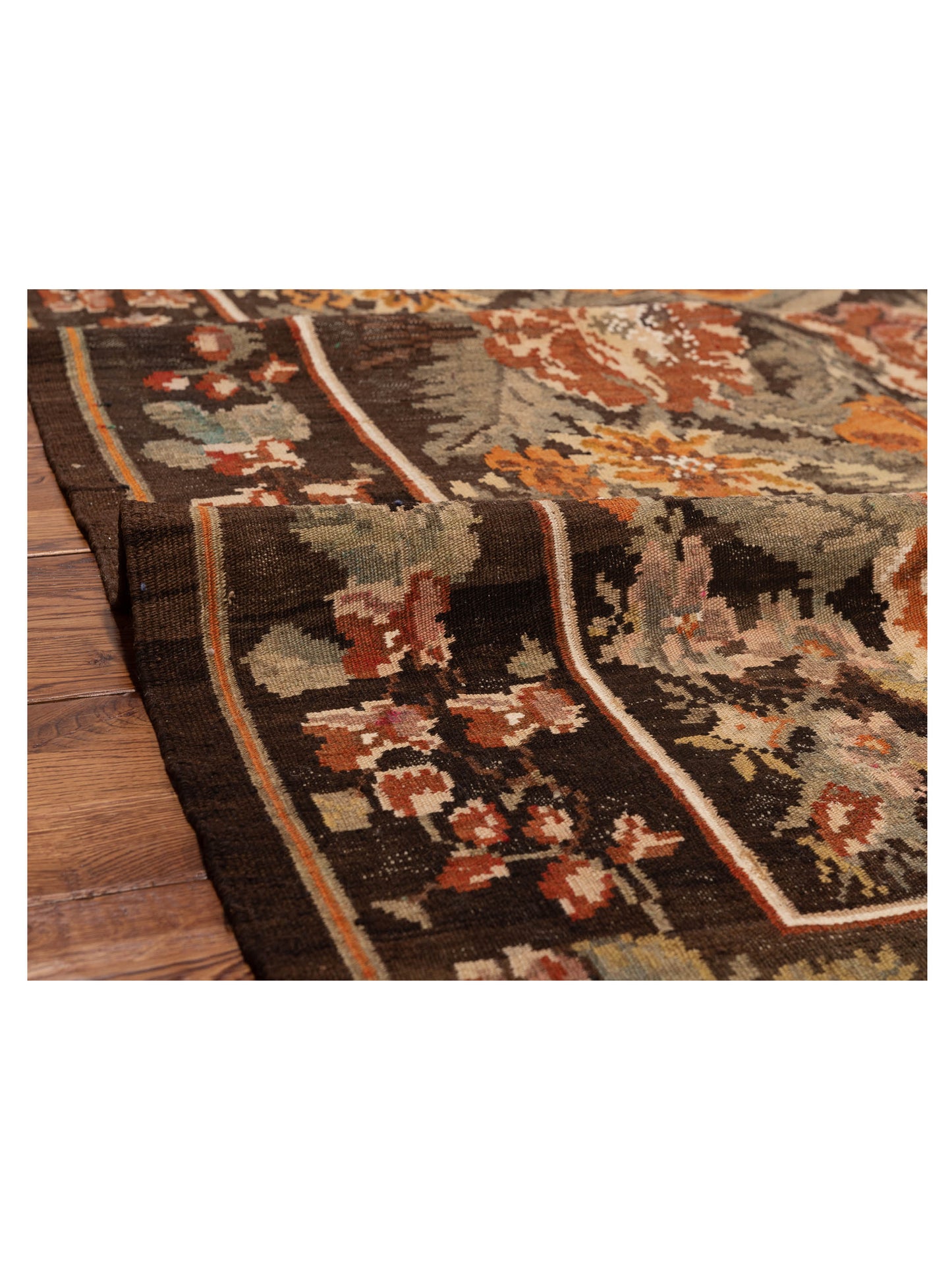 Old Basserabian Kilim 75416 Brown 4.8x8.9 Hand Woven Rug
