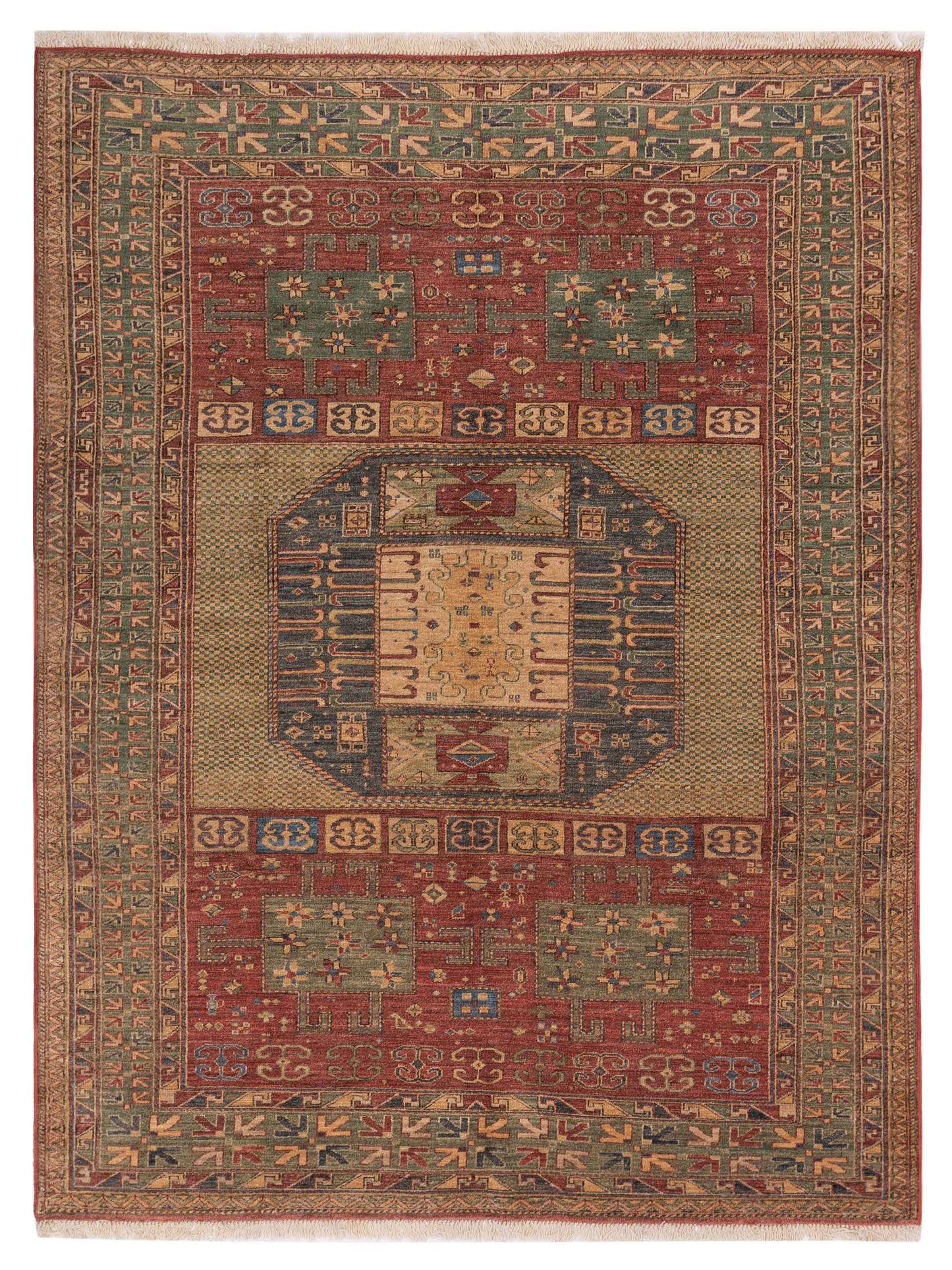 Pasha Antique Loom Rust Green Tribal