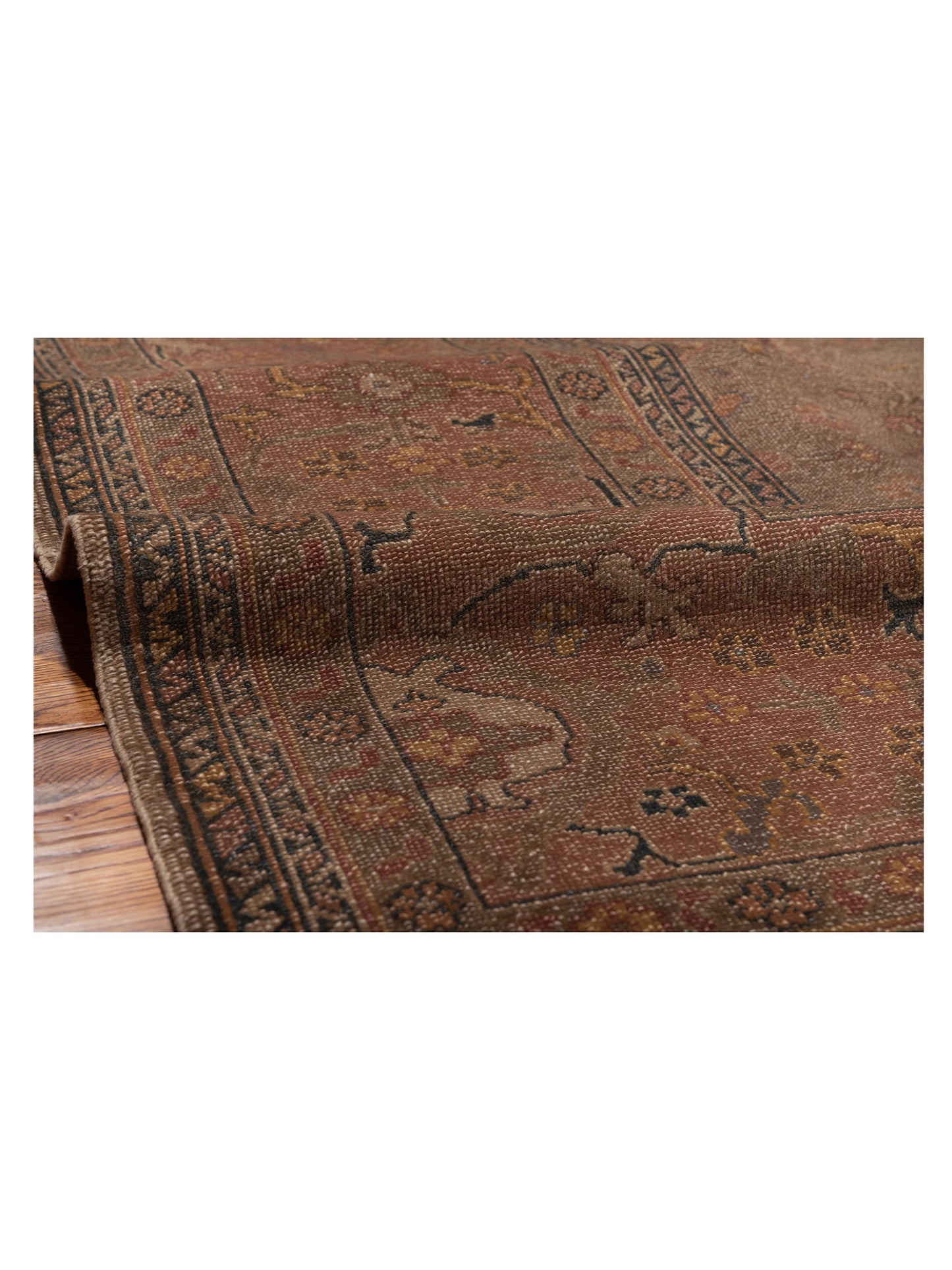 Turkish Elvan 76036 Green Pink 12.2x17.4 Hand Knotted Rug