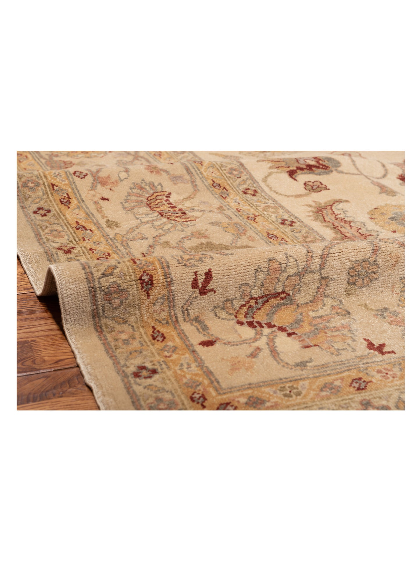 Turkish Elvan 76426 Ivory Beige 9.7x12.2 Hand Knotted Rug