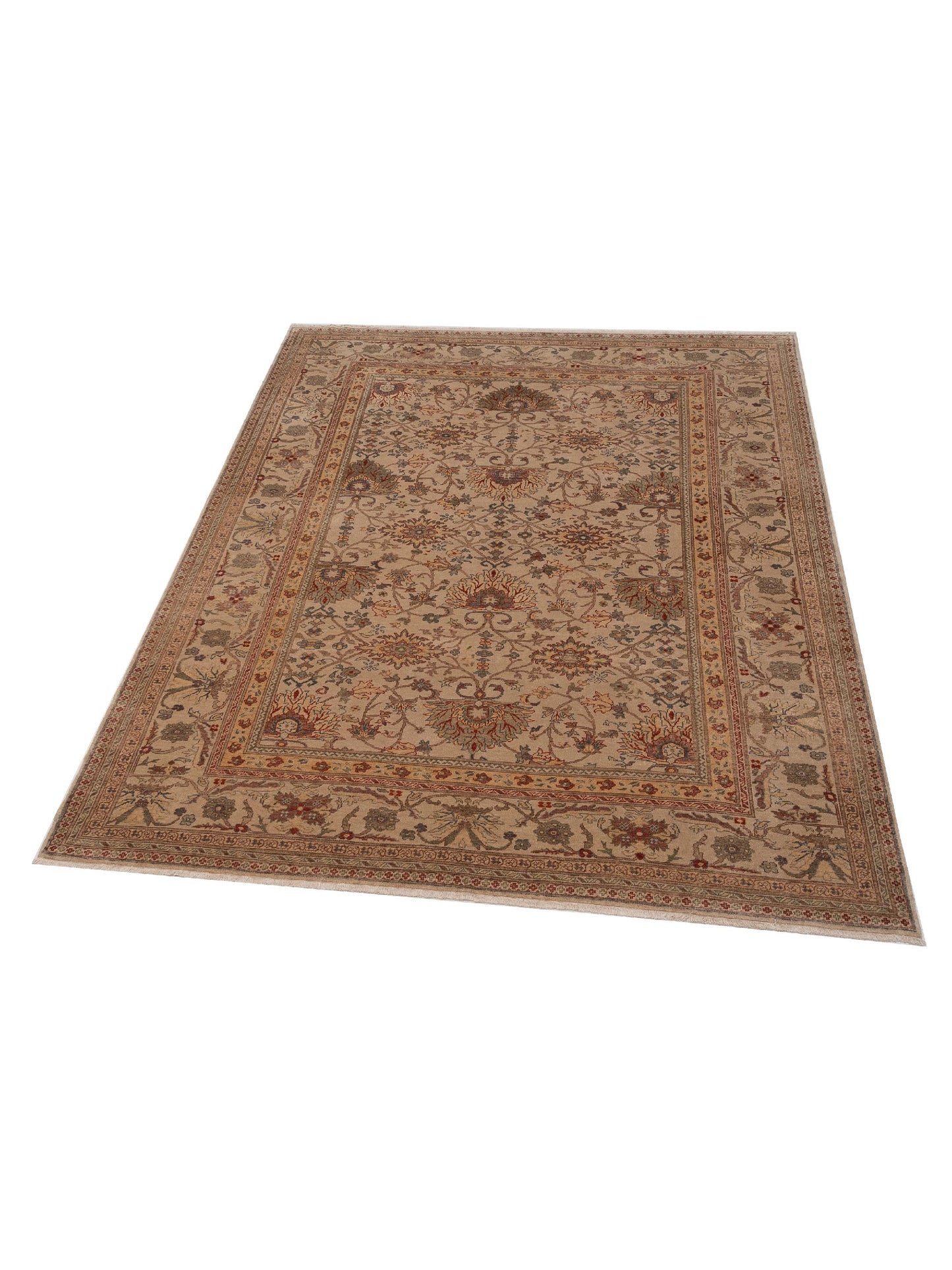 Turkish Elvan 76590 Beige Beige 9.4x11.9 Hand Knotted Rug