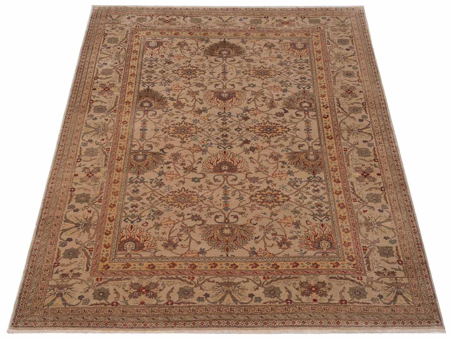 Turkish Elvan 76590 Beige Beige 9.4x11.9 Hand Knotted Rug