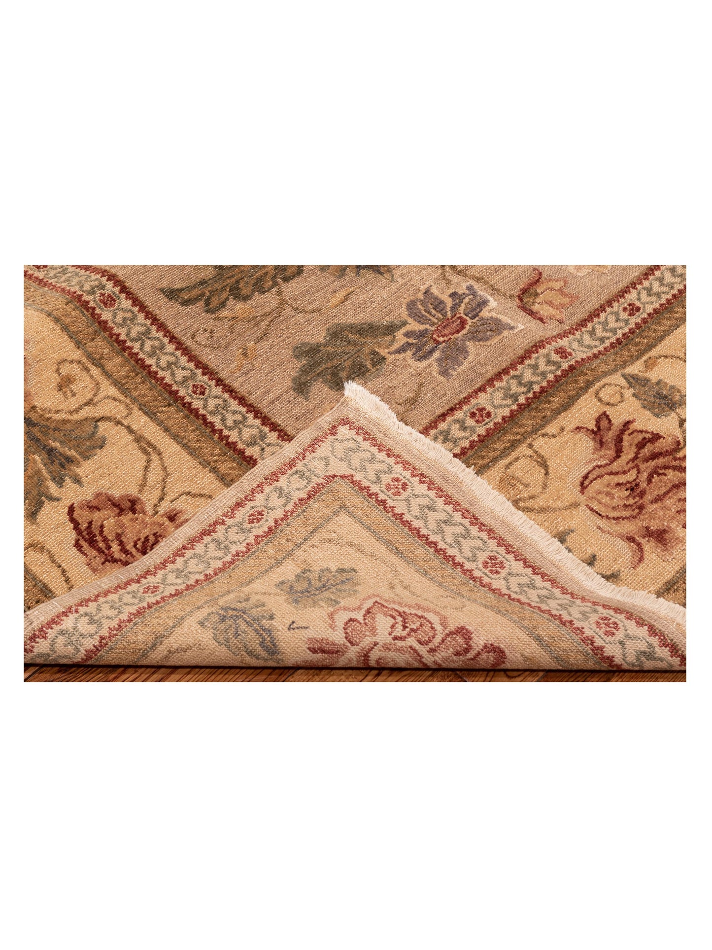 Turkish Elvan Firuz Light Brown Cream 9.1x12.4 Hand Knotted Rug