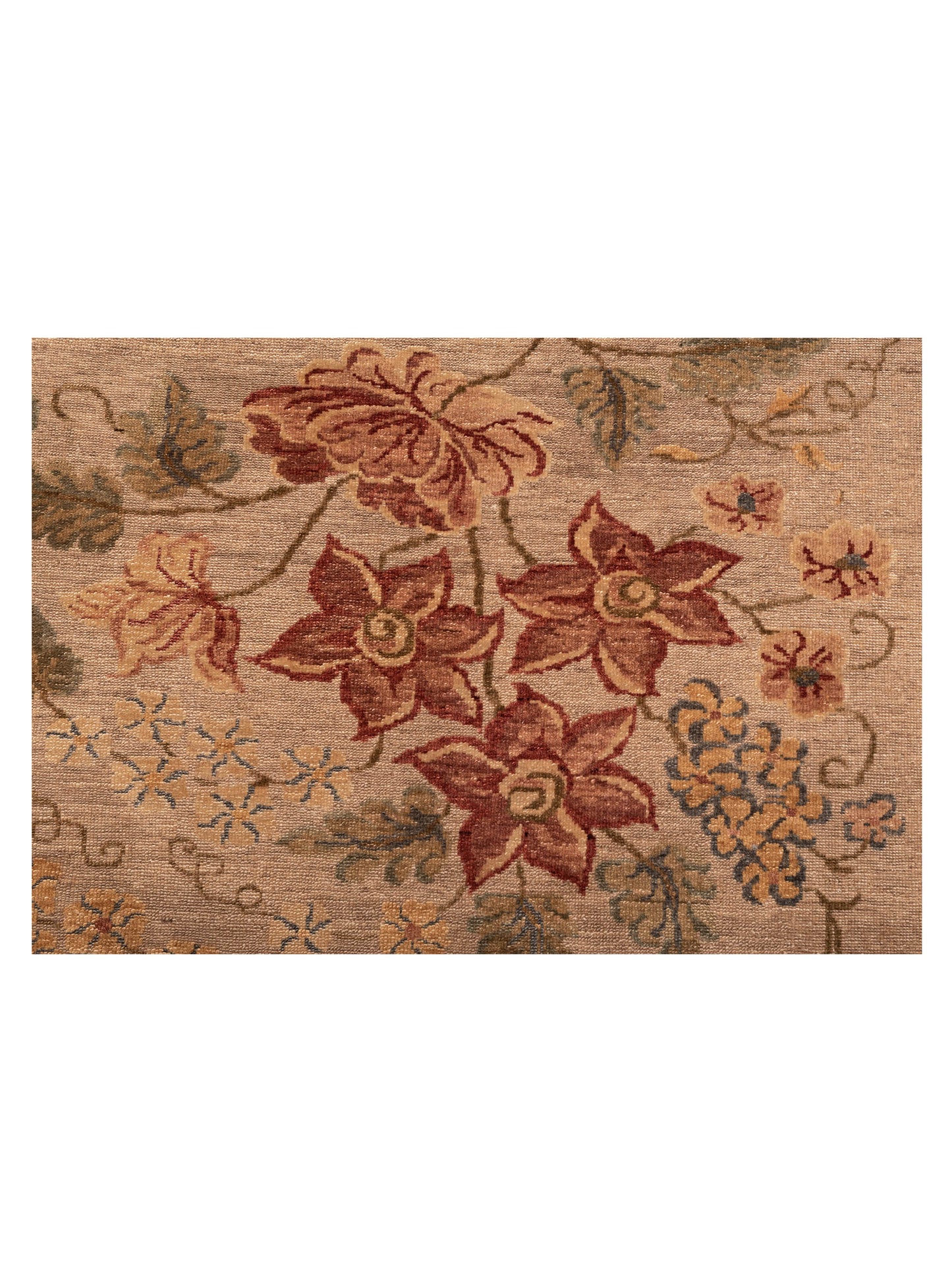 Turkish Elvan Firuz Light Brown Cream 9.1x12.4 Hand Knotted Rug