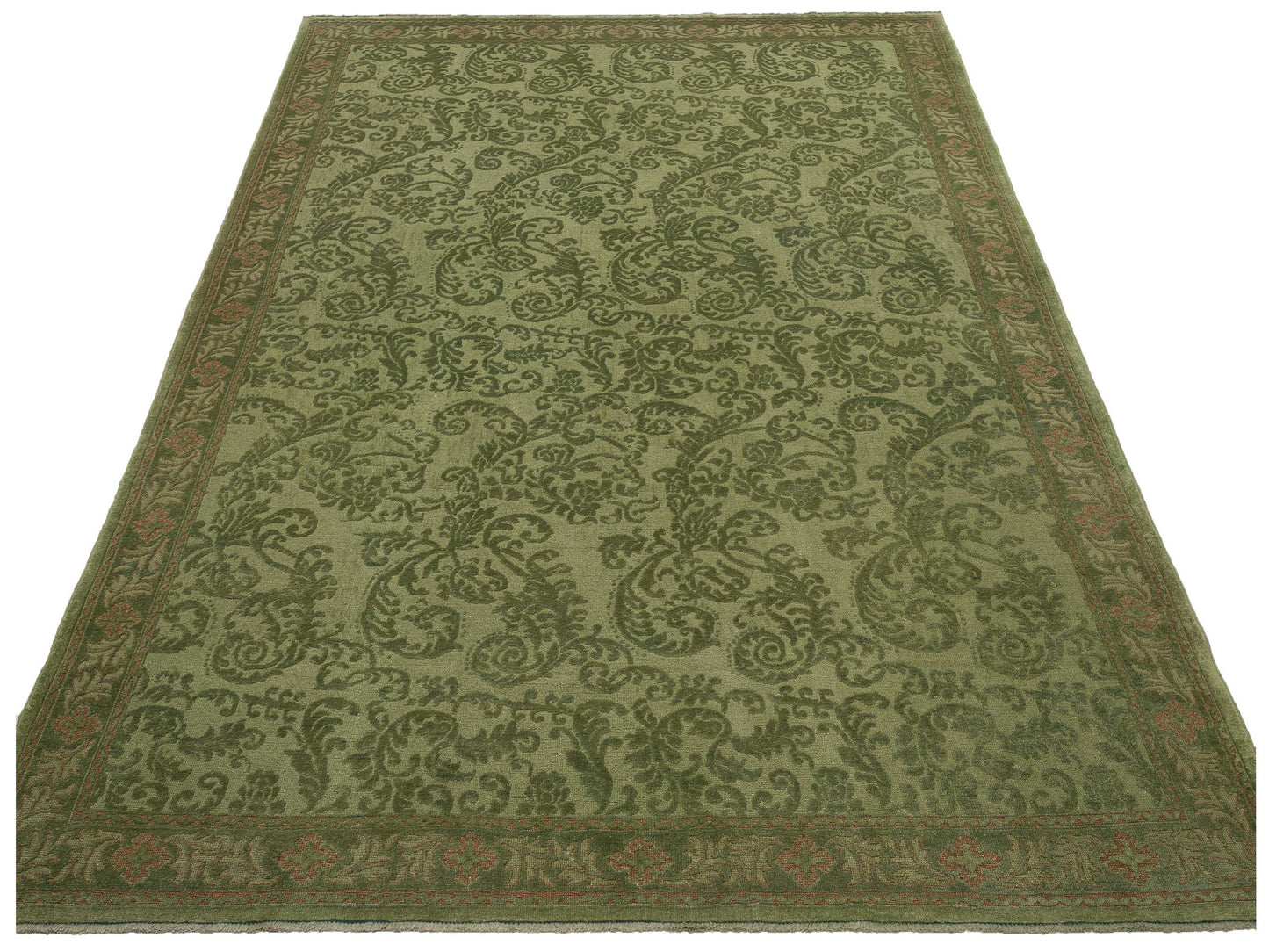 Vintage 77053 Green 8.10x11.6 Hand Knotted Rug